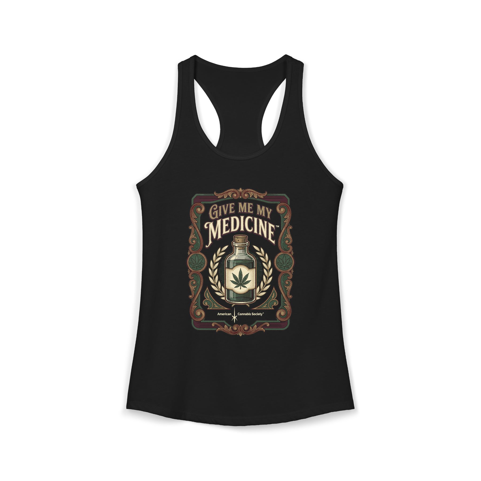 Give Me My Medicine™ Women's Racerback Tank – Solid Black