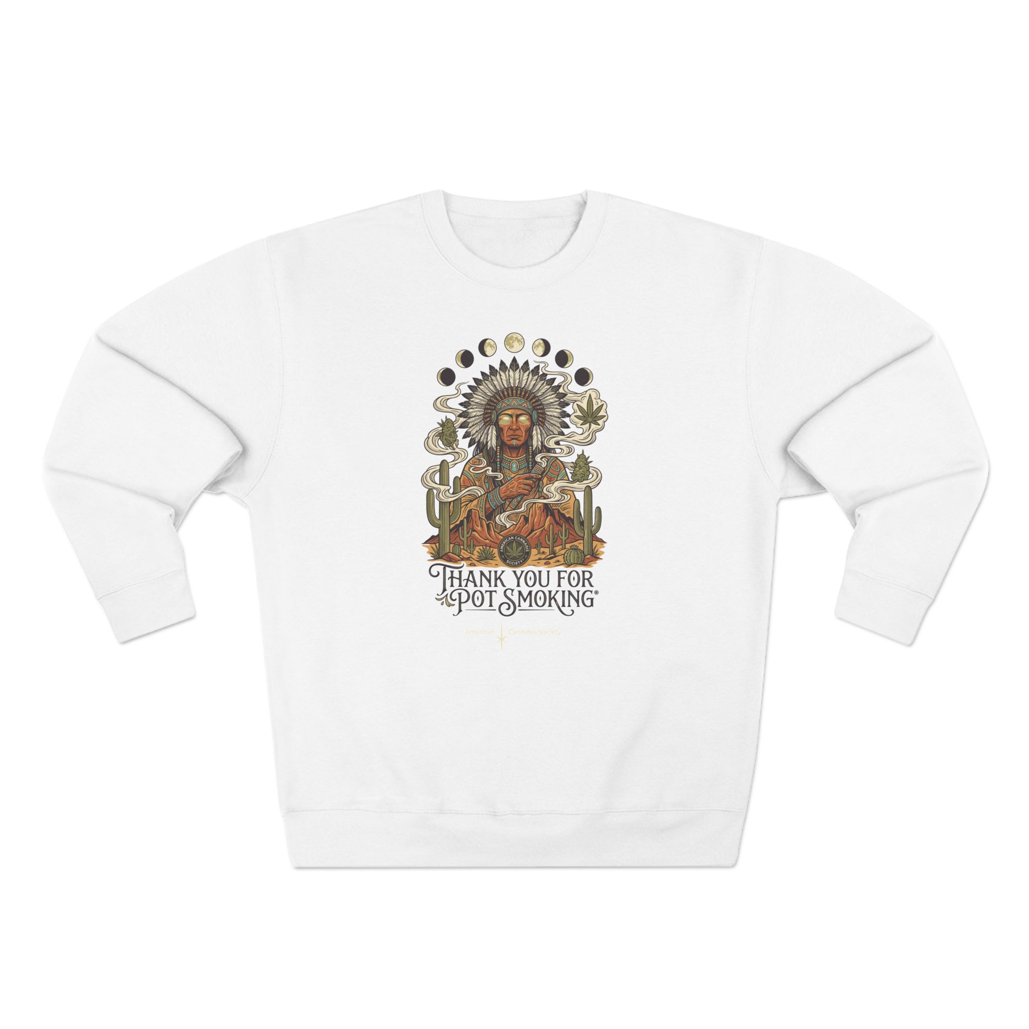Thank You For Pot Smoking® Desert Chief Unisex Fleece Crewneck – White