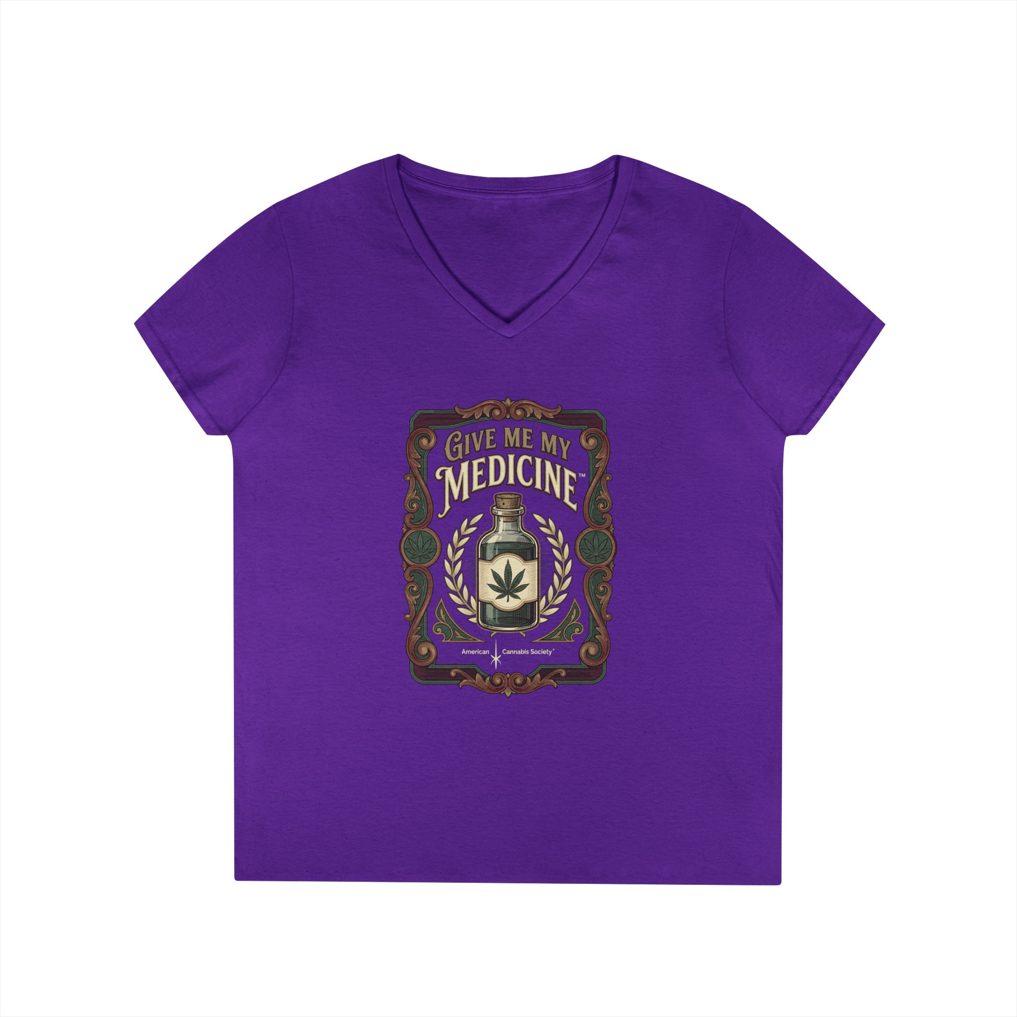 Give Me My Medicine™ Women's V-Neck Tee – Purple