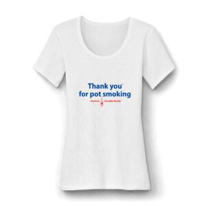 Thank You For Pot Smoking® Women's Rib Scoop Neck Tee – White