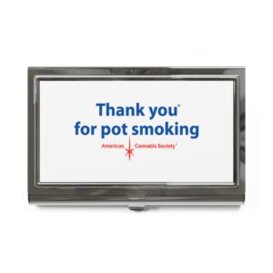 Thank You For Pot Smoking® Business Card Holder – Silver, Glossy