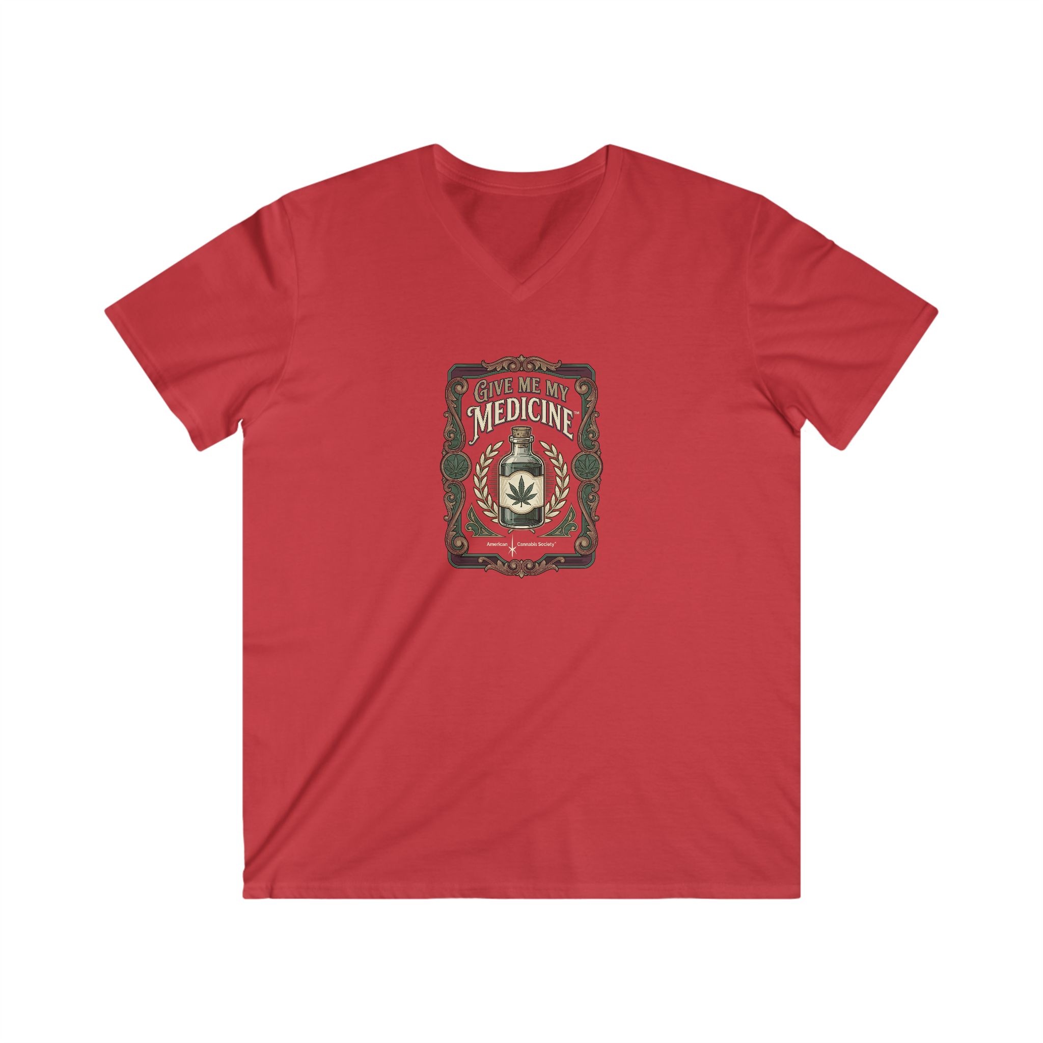 Give Me My Medicine™ Men's Fitted V-Neck Tee – Red