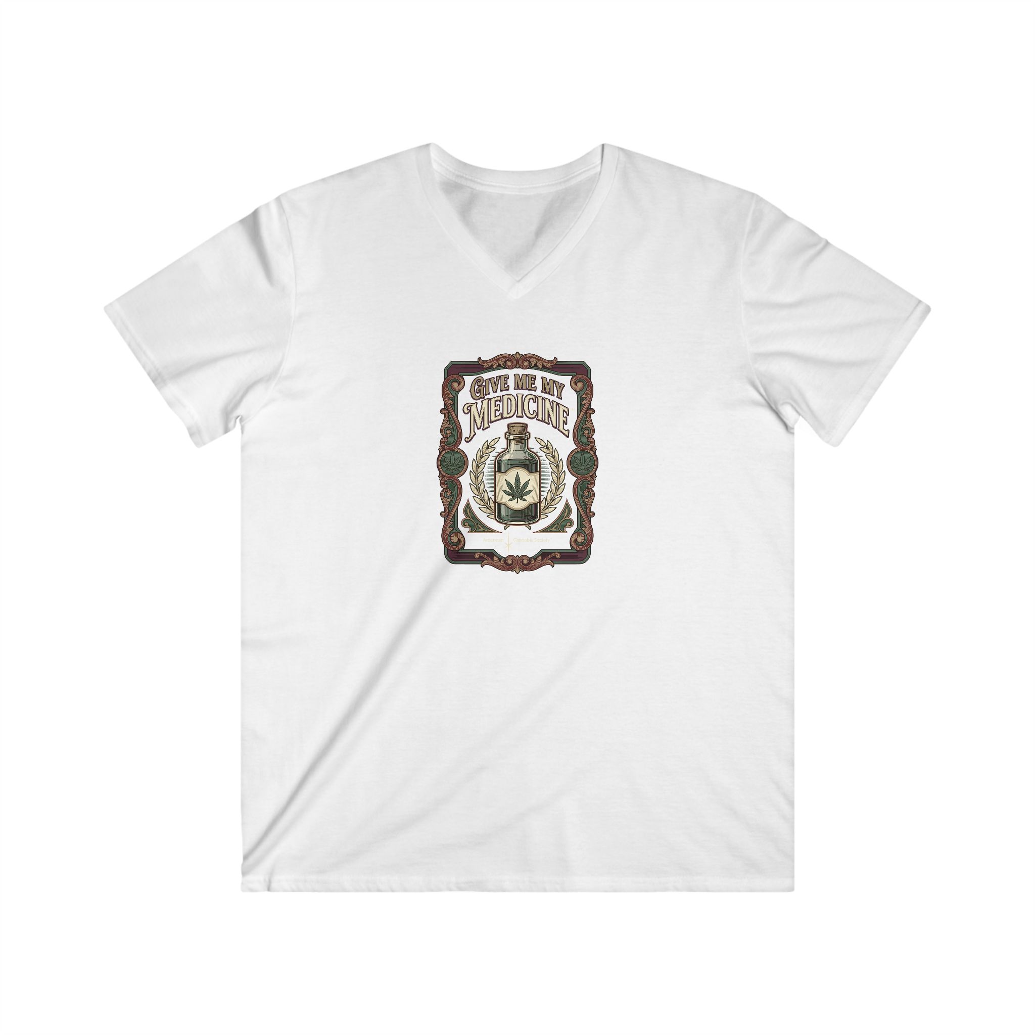 Give Me My Medicine™ Men's Fitted V-Neck Tee – White