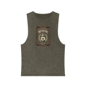 Give Me My Medicine™ Unisex Stonewash Tank Top – Moss Stone