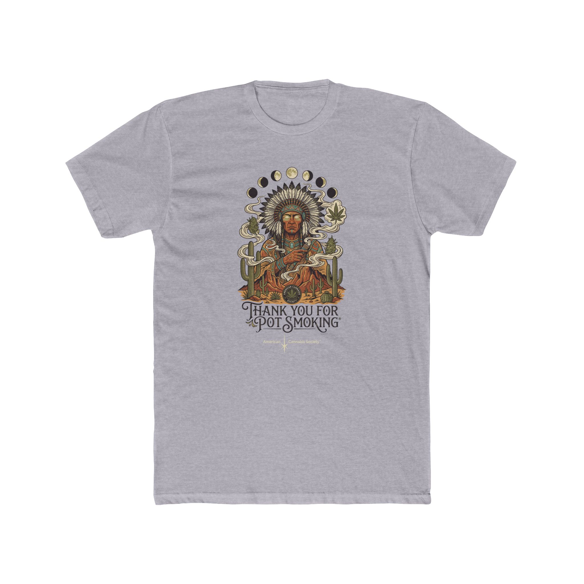 Thank You For Pot Smoking® Desert Chief Unisex Cotton Crew Tee – Heather Grey