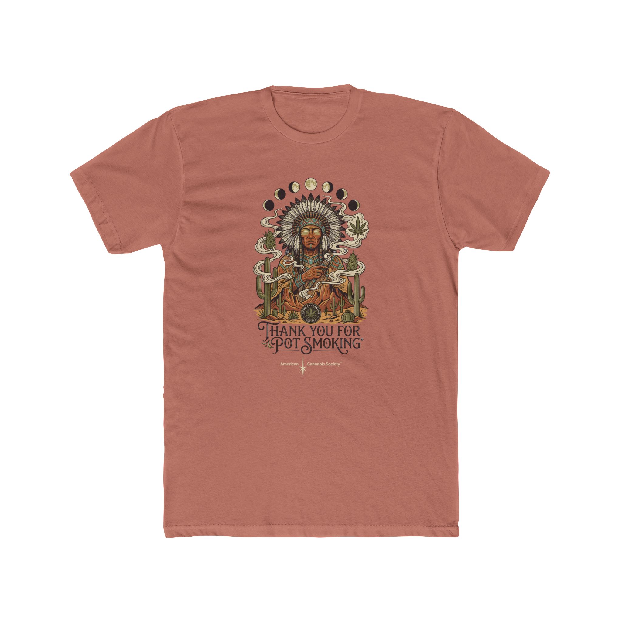 Thank You For Pot Smoking® Desert Chief Unisex Cotton Crew Tee – Solid Desert Pink