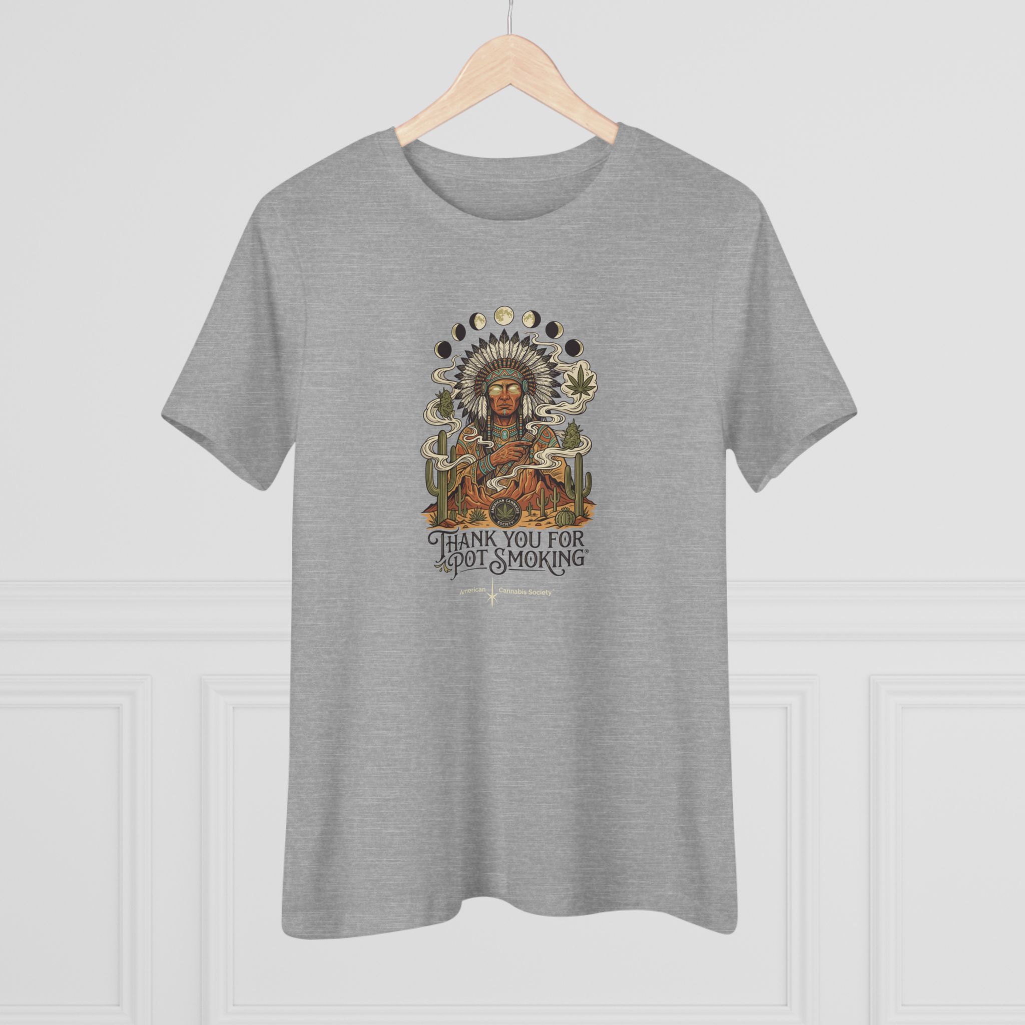 Thank You For Pot Smoking® Desert Chief Women's Relaxed Cotton Tee – Athletic Heather – view 4