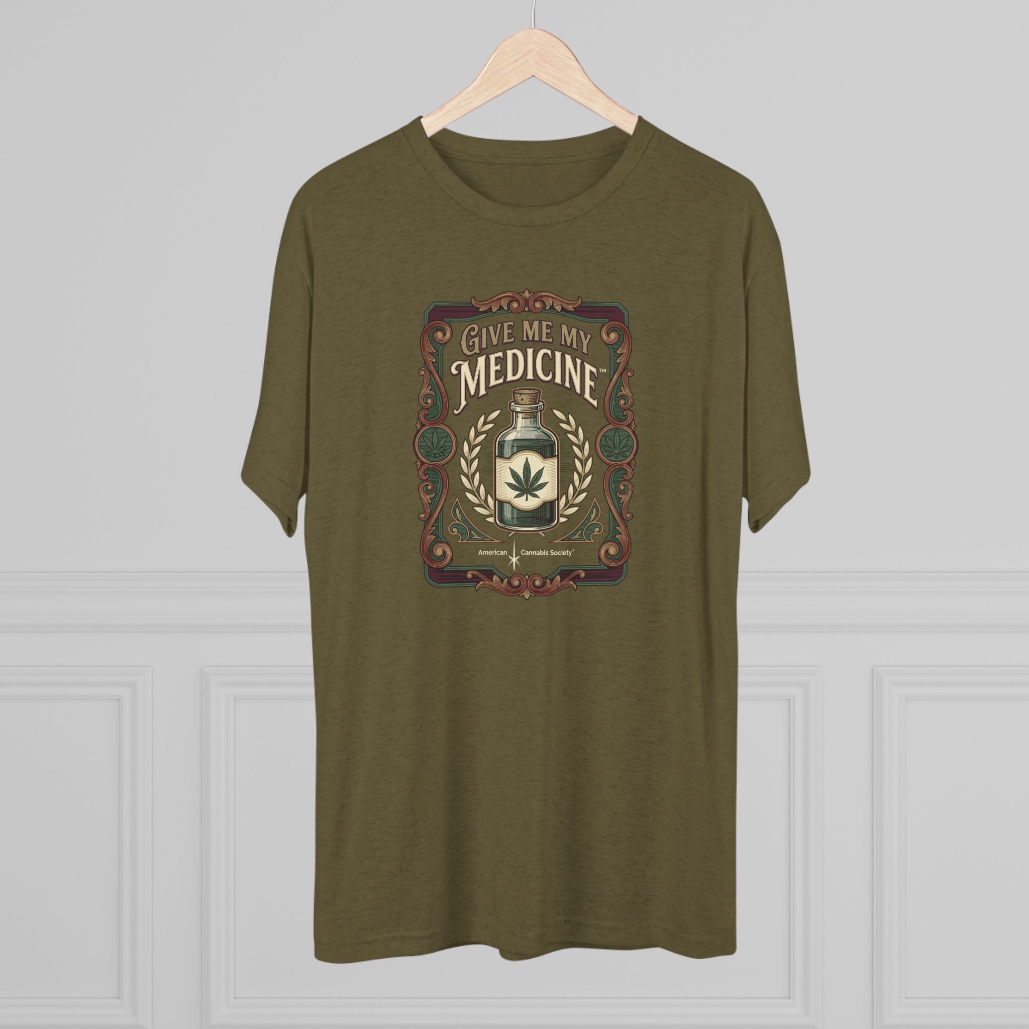 Give Me My Medicine™ Unisex Tri-Blend Crew Tee – Tri-Blend Military Green – view 4