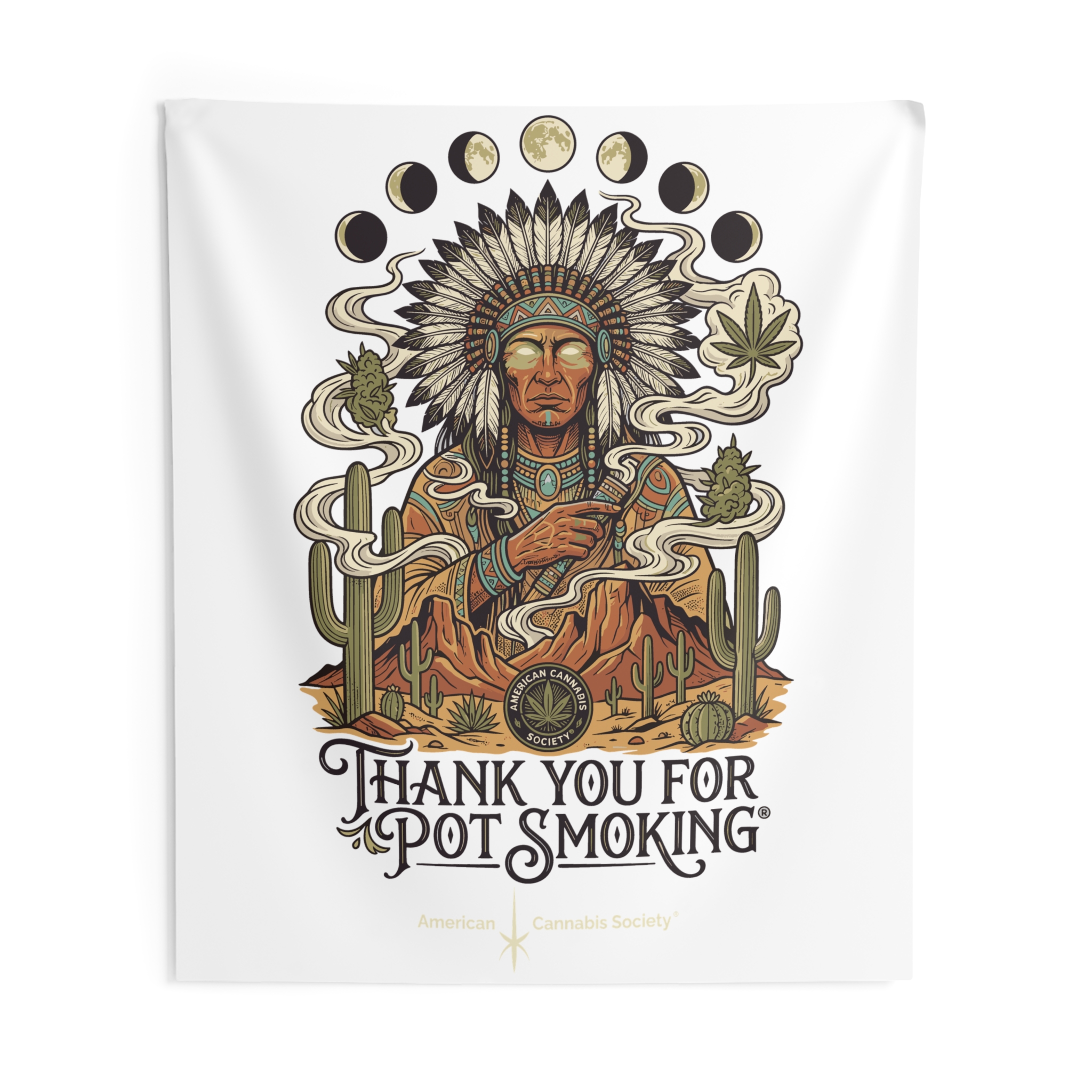Thank You For Pot Smoking® Desert Chief Indoor Wall Tapestry – 88" × 104"