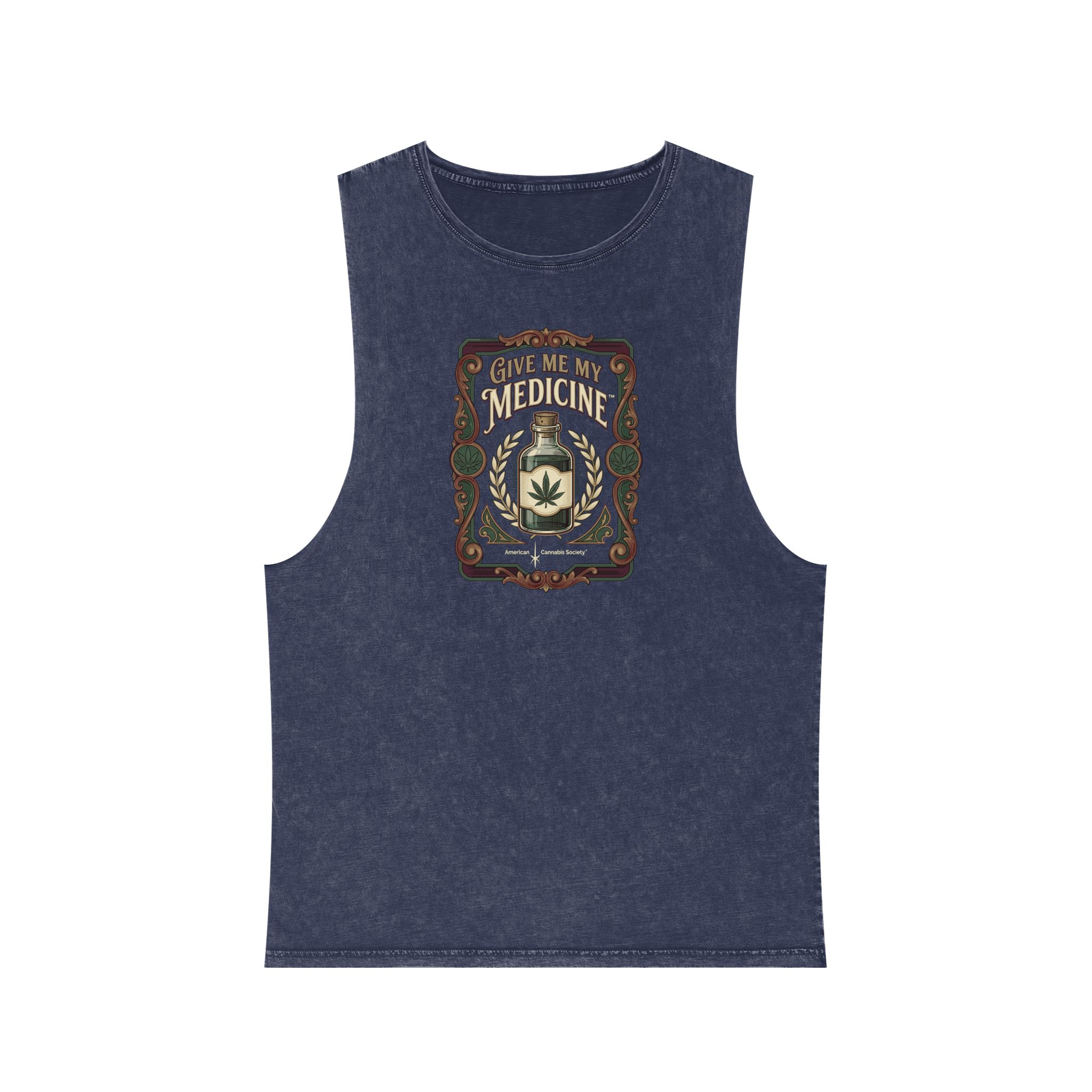Give Me My Medicine™ Unisex Stonewash Tank Top – Blue Stone