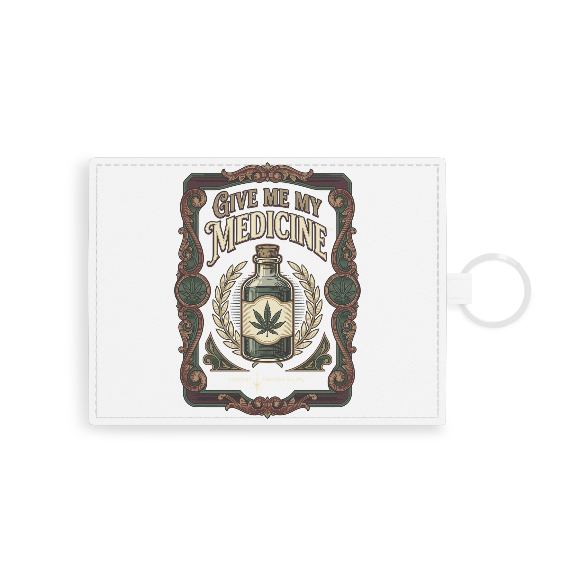 Give Me My Medicine™ Faux Leather Card Holder – White