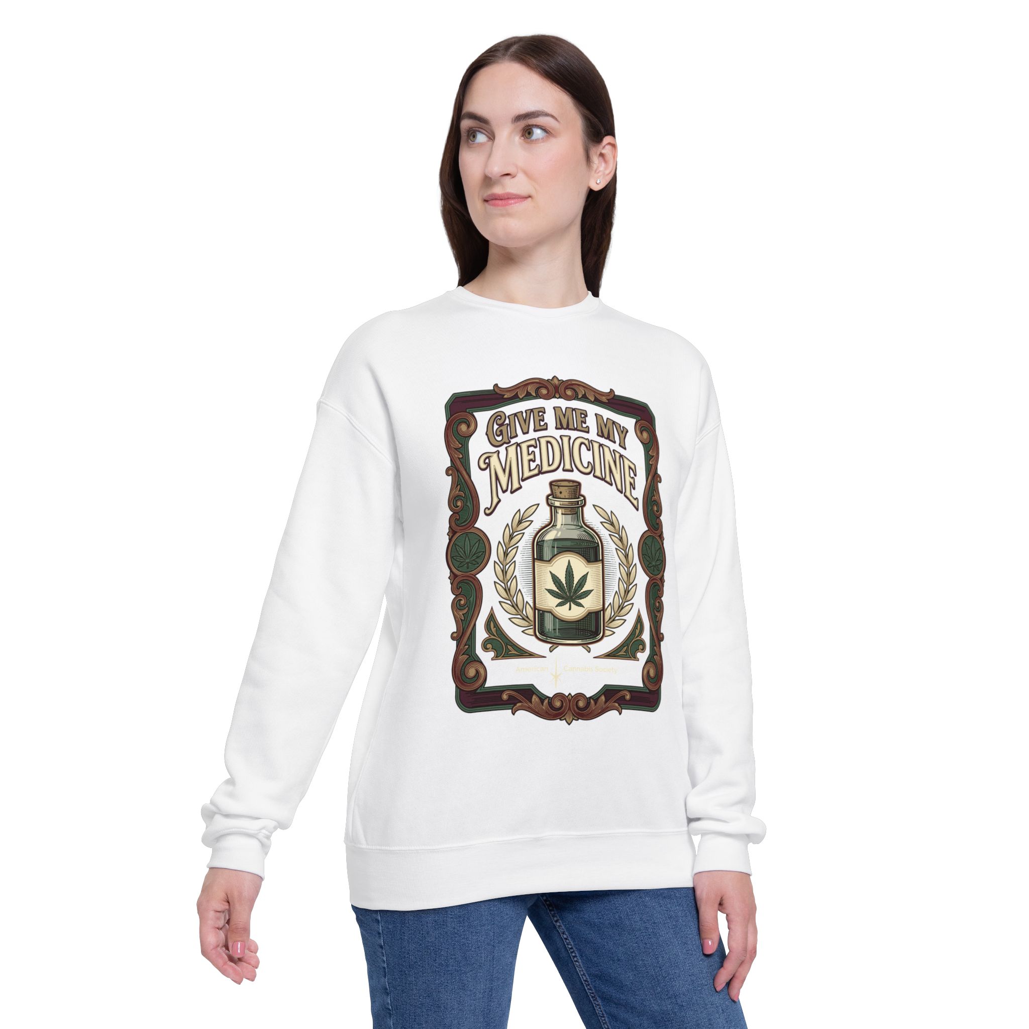 Give Me My Medicine™ Unisex Drop Shoulder Sweatshirt – White – view 3