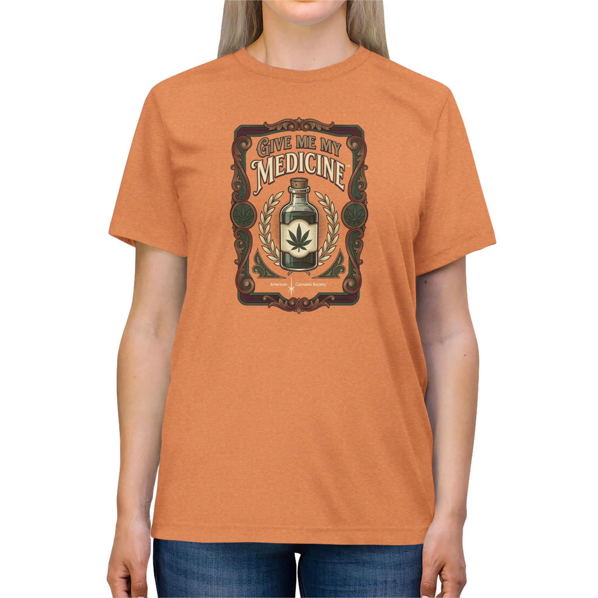 Give Me My Medicine™ Unisex Tri-Blend Tee – Orange TriBlend – view 3