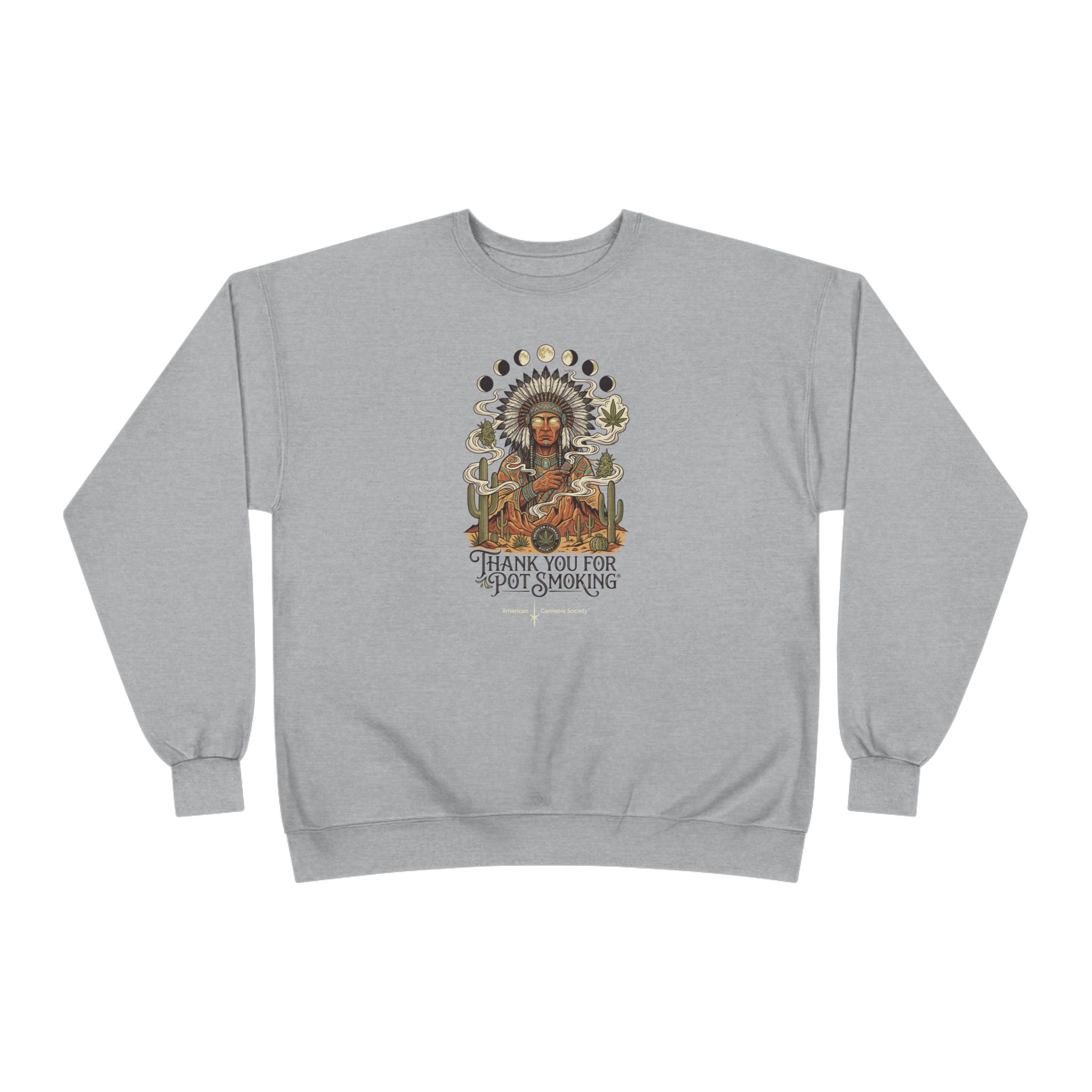 Thank You For Pot Smoking® Desert Chief Unisex Crewneck Sweatshirt – Light Steel