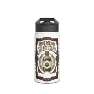 Give Me My Medicine™ Stainless Steel Bottle, Standard Lid – White