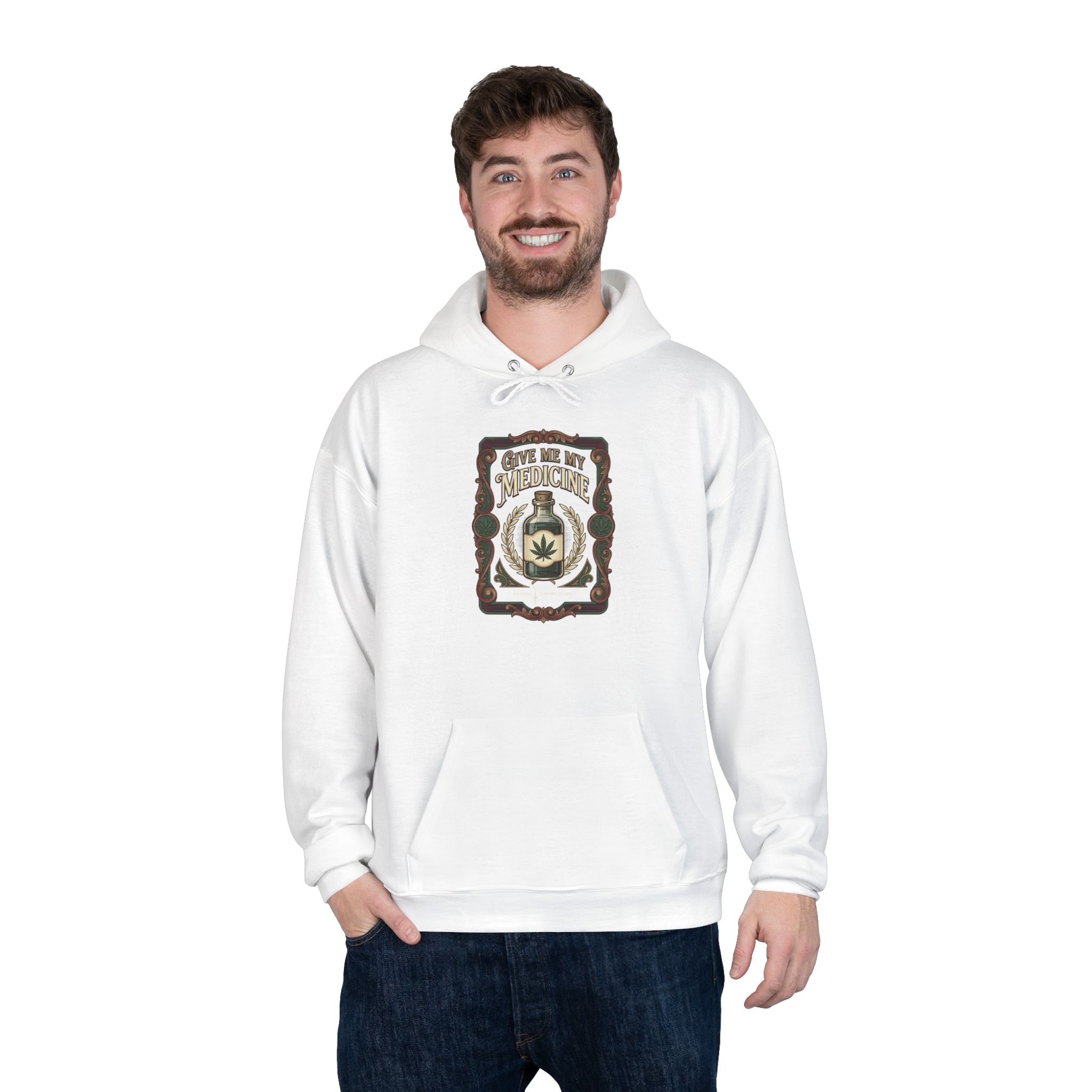Give Me My Medicine™ Unisex Pullover Hoodie – White – view 4