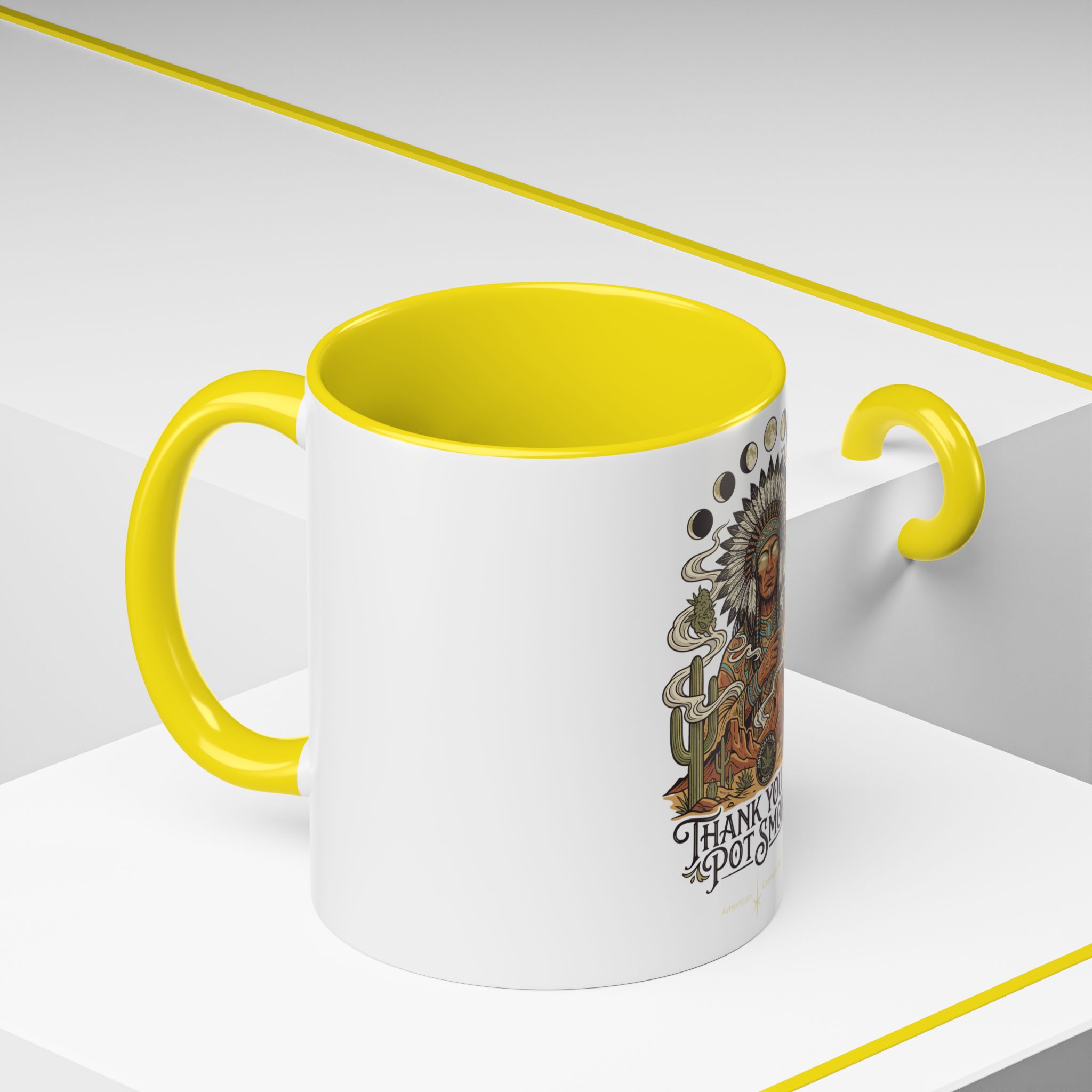 Thank You For Pot Smoking® Colored Interior Coffee Mug – Yellow – view 6