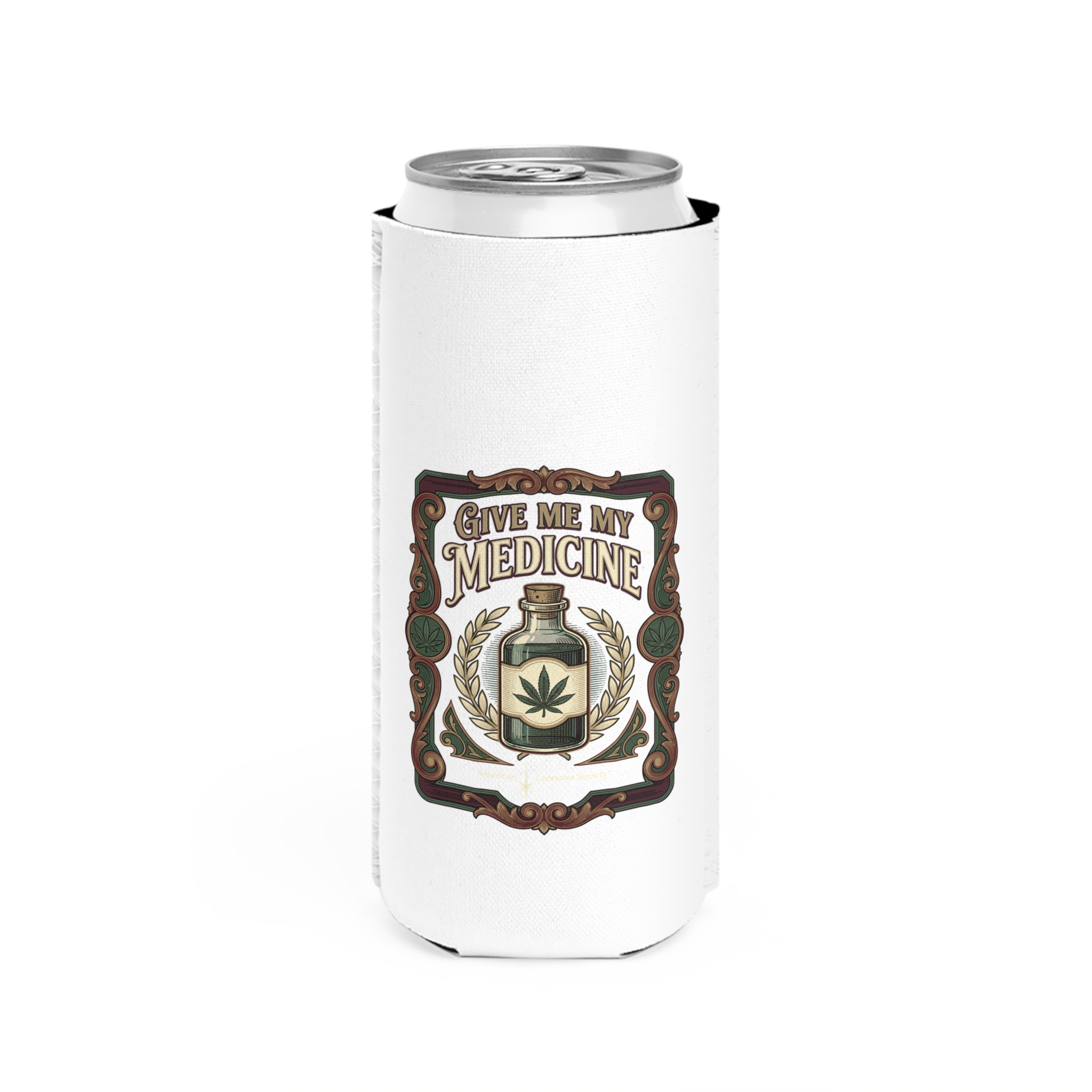 Give Me My Medicine™ Slim Can Cooler – White – view 3