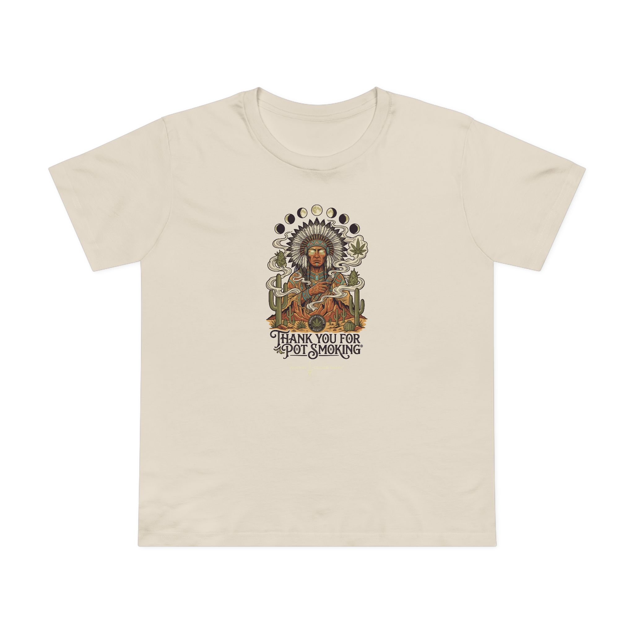 Thank You For Pot Smoking® Desert Chief Women's Ring-Spun Crew Tee – Ecru