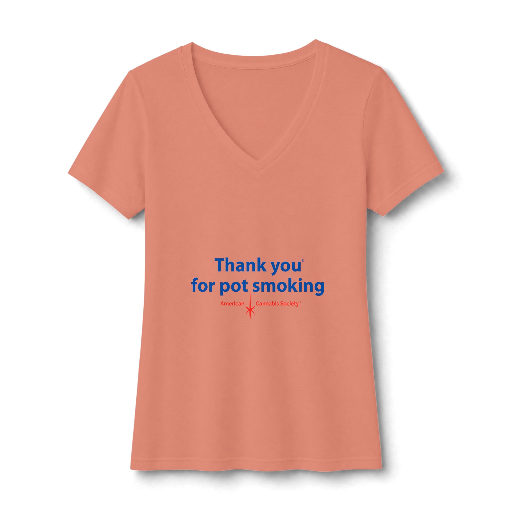 Thank You For Pot Smoking® Women's Fitted V-Neck Tee – Light Orange