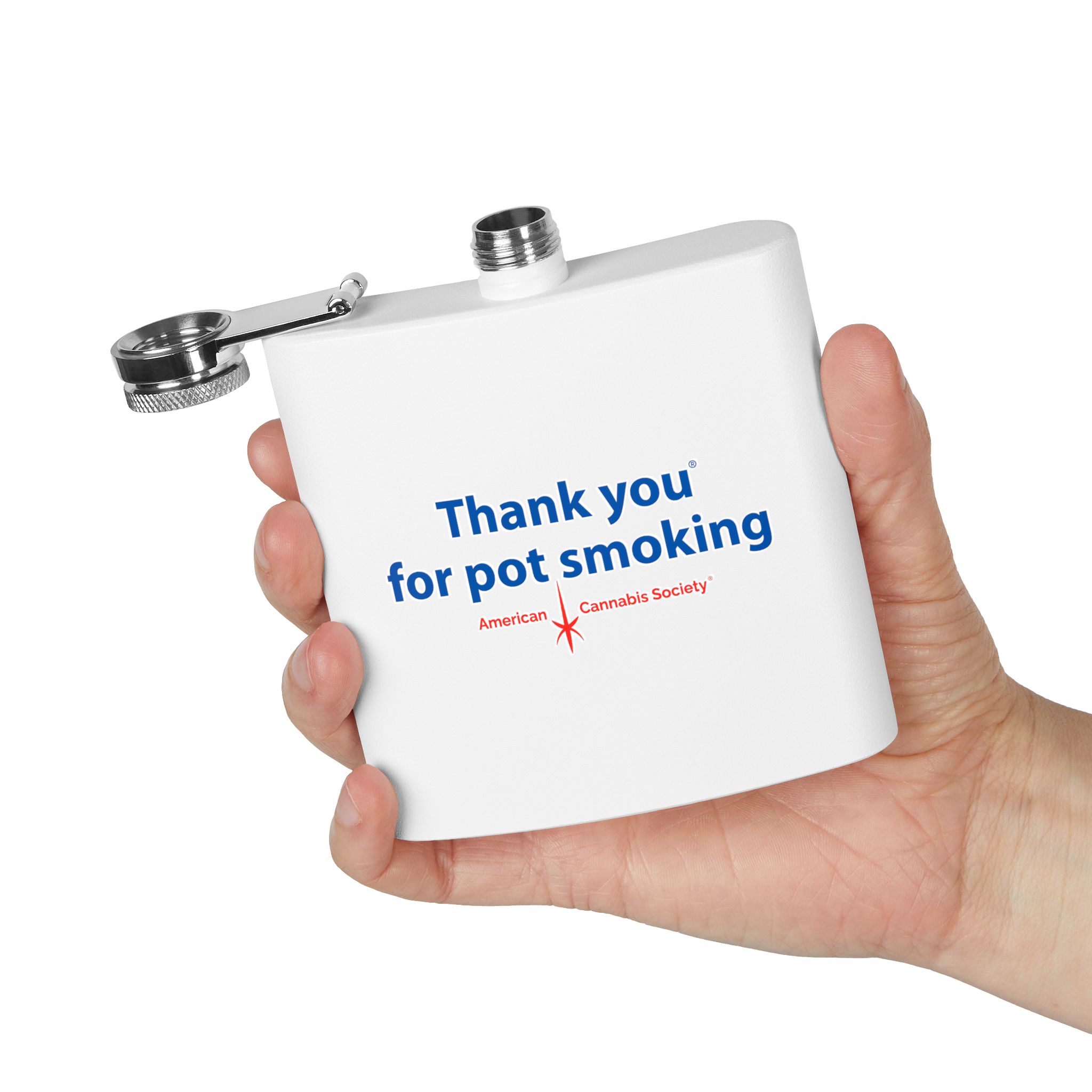 Thank You For Pot Smoking® Flask – White view 4
