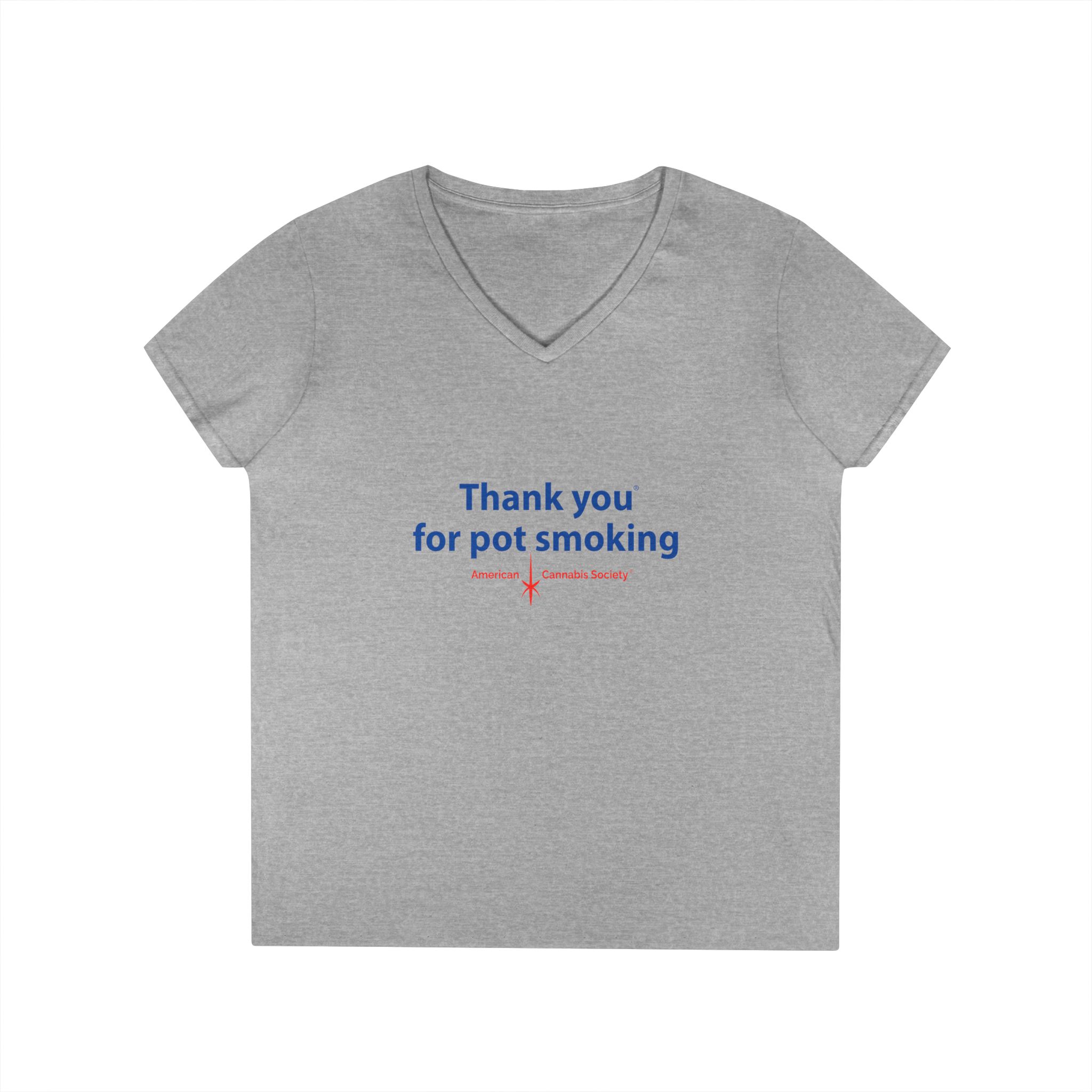 Thank You For Pot Smoking® Women's V-Neck Tee – Sport Grey