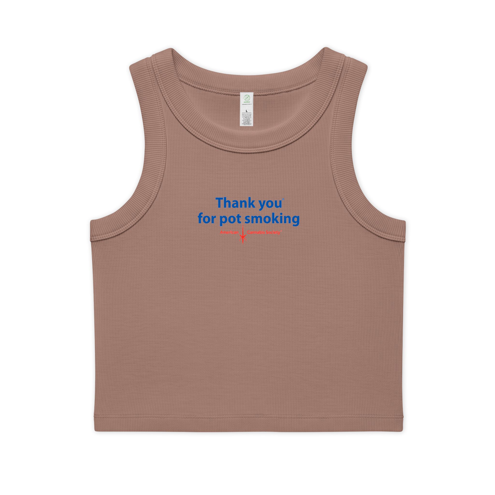 Thank You For Pot Smoking® Women's Organic Rib Crop Tank – Hazy Pink
