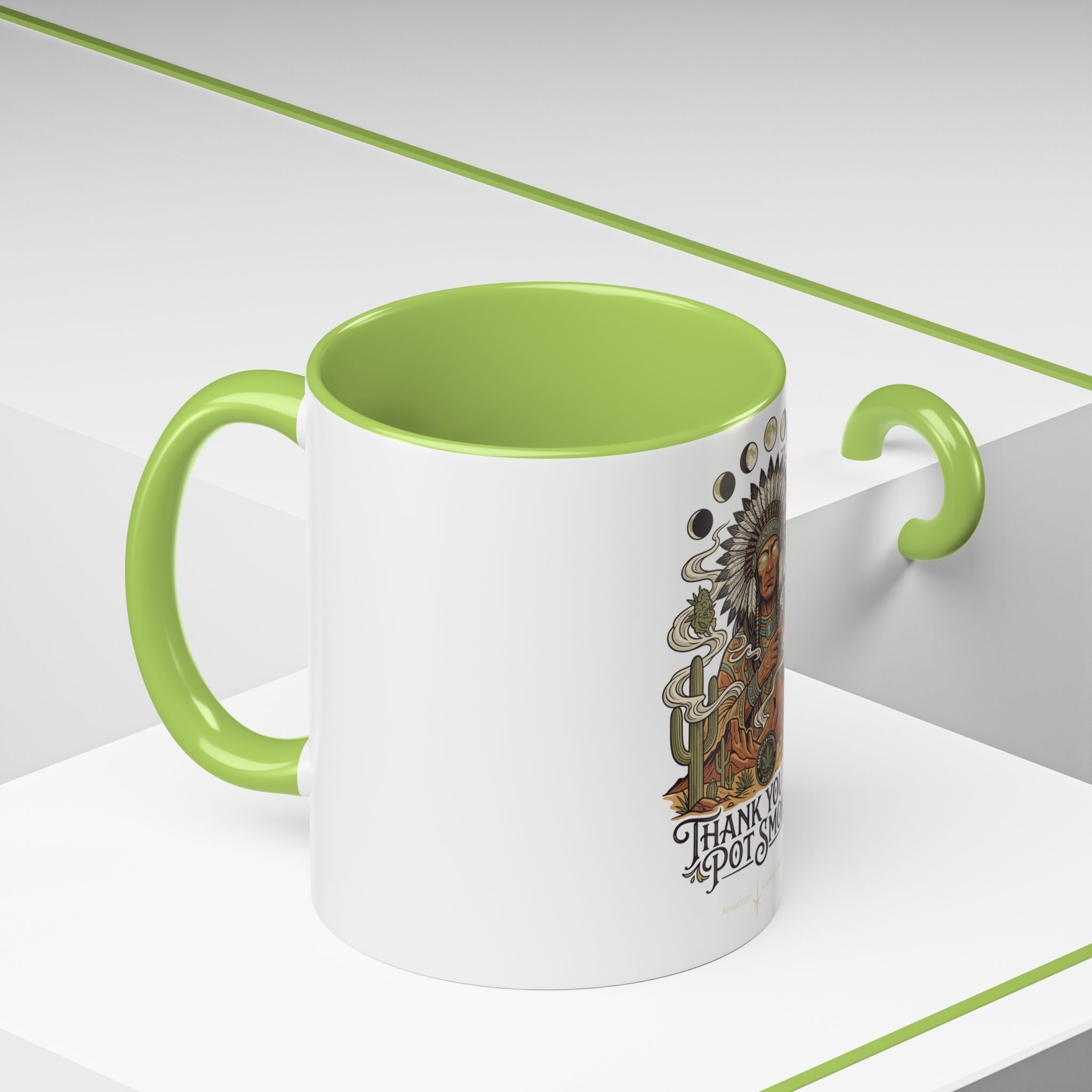 Thank You For Pot Smoking® Colored Interior Coffee Mug – Light Green – view 6