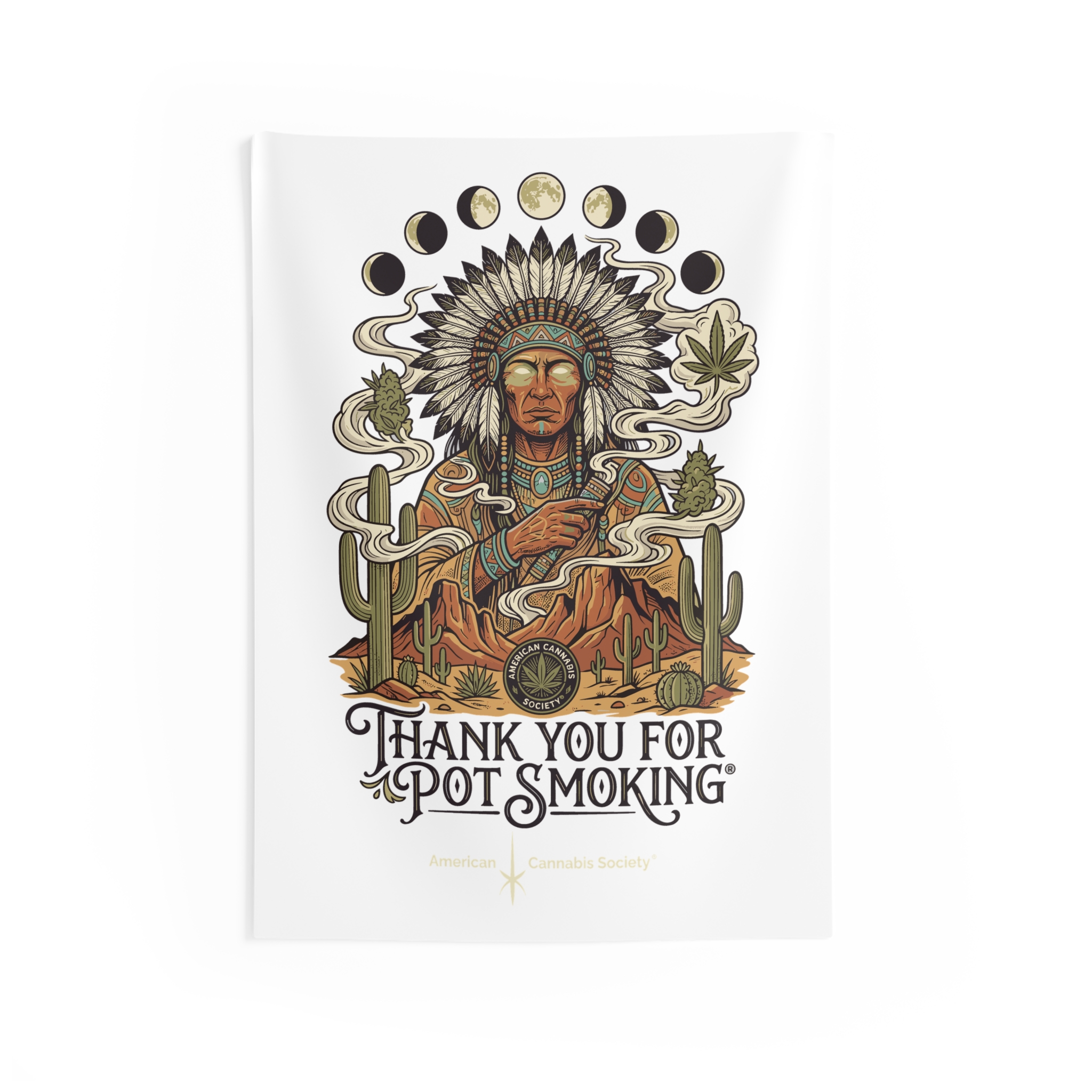 Thank You For Pot Smoking® Desert Chief Indoor Wall Tapestry – 26" × 36"