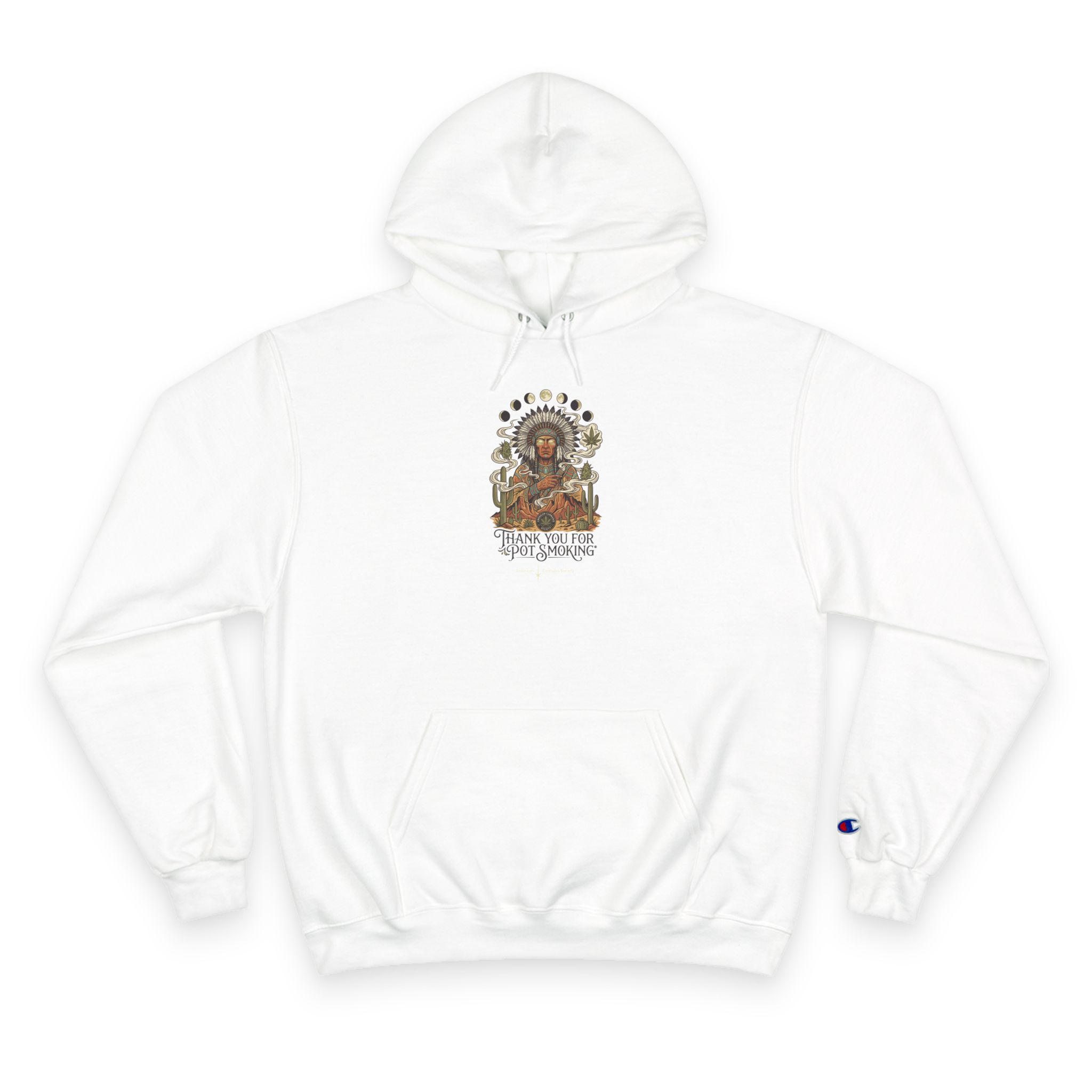 Thank You For Pot Smoking® Desert Chief Heavyweight Pullover Hoodie – White