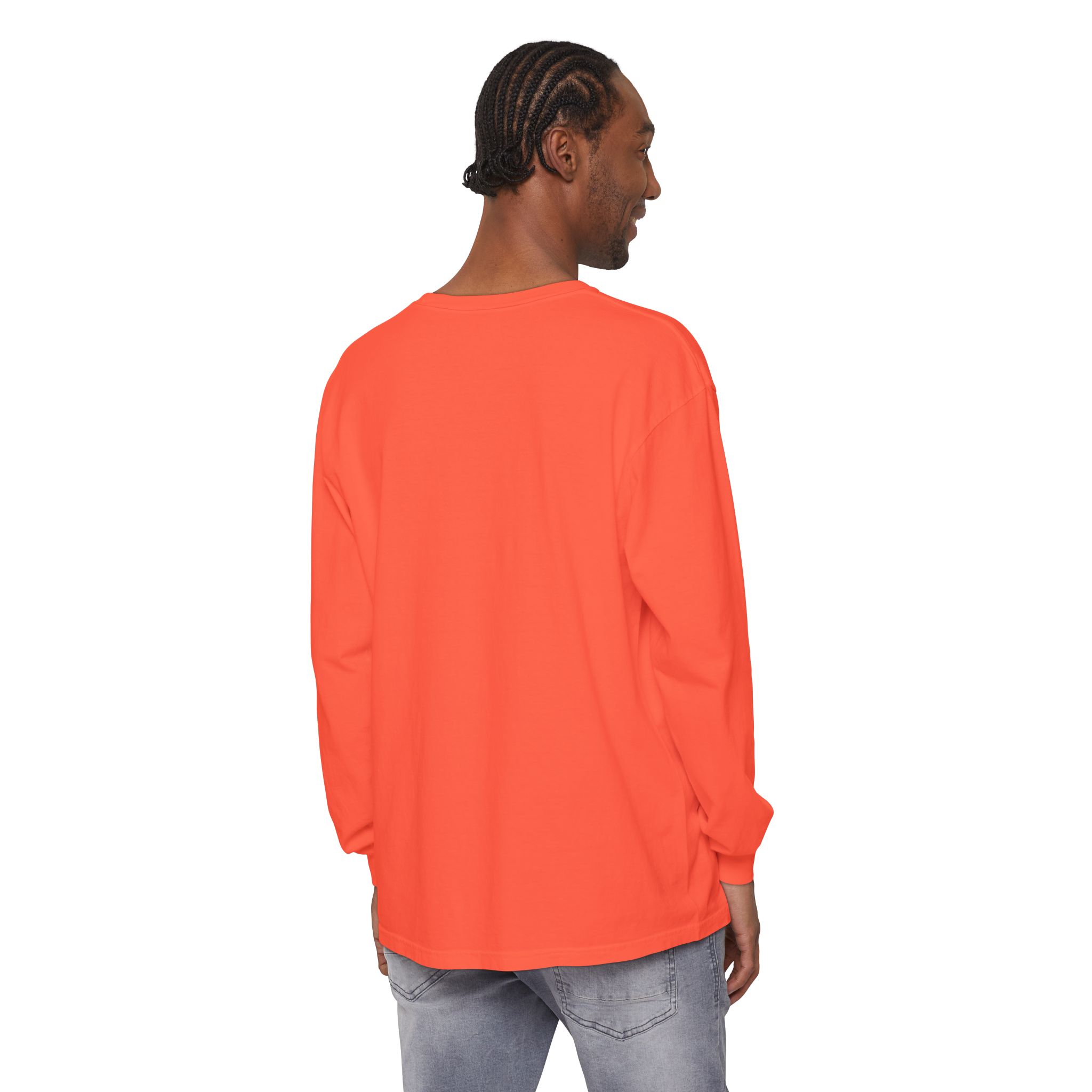 Give Me My Medicine™ Unisex Garment-Dyed Long Sleeve Tee – Bright Salmon – view 4