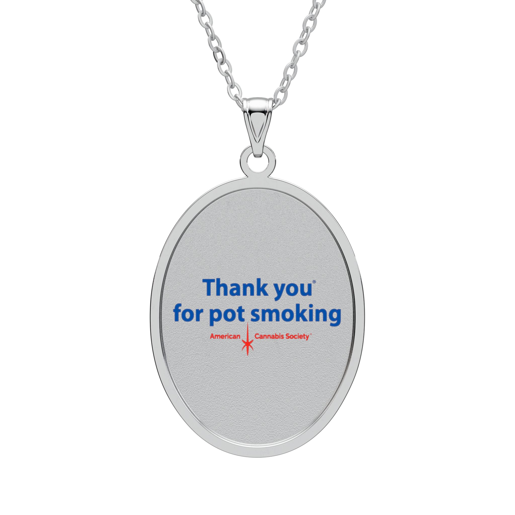 Thank You For Pot Smoking® Oval Pendant Necklace – Stainless Steel