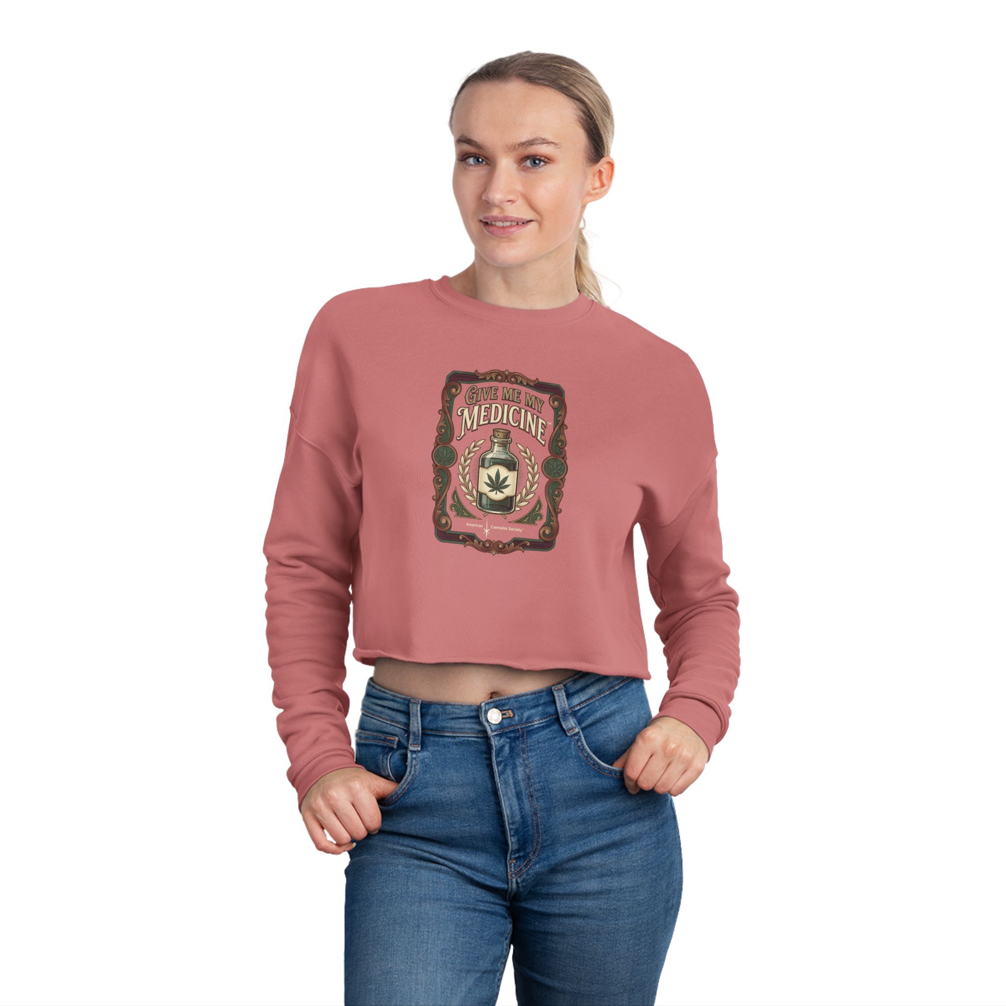 Give Me My Medicine™ Women's Cropped Sweatshirt – Mauve – view 4