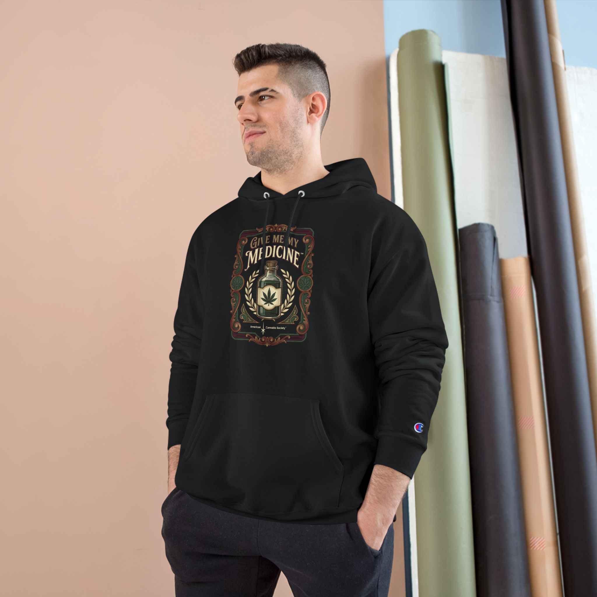 Give Me My Medicine™ Heavyweight Pullover Hoodie – Black, view 3