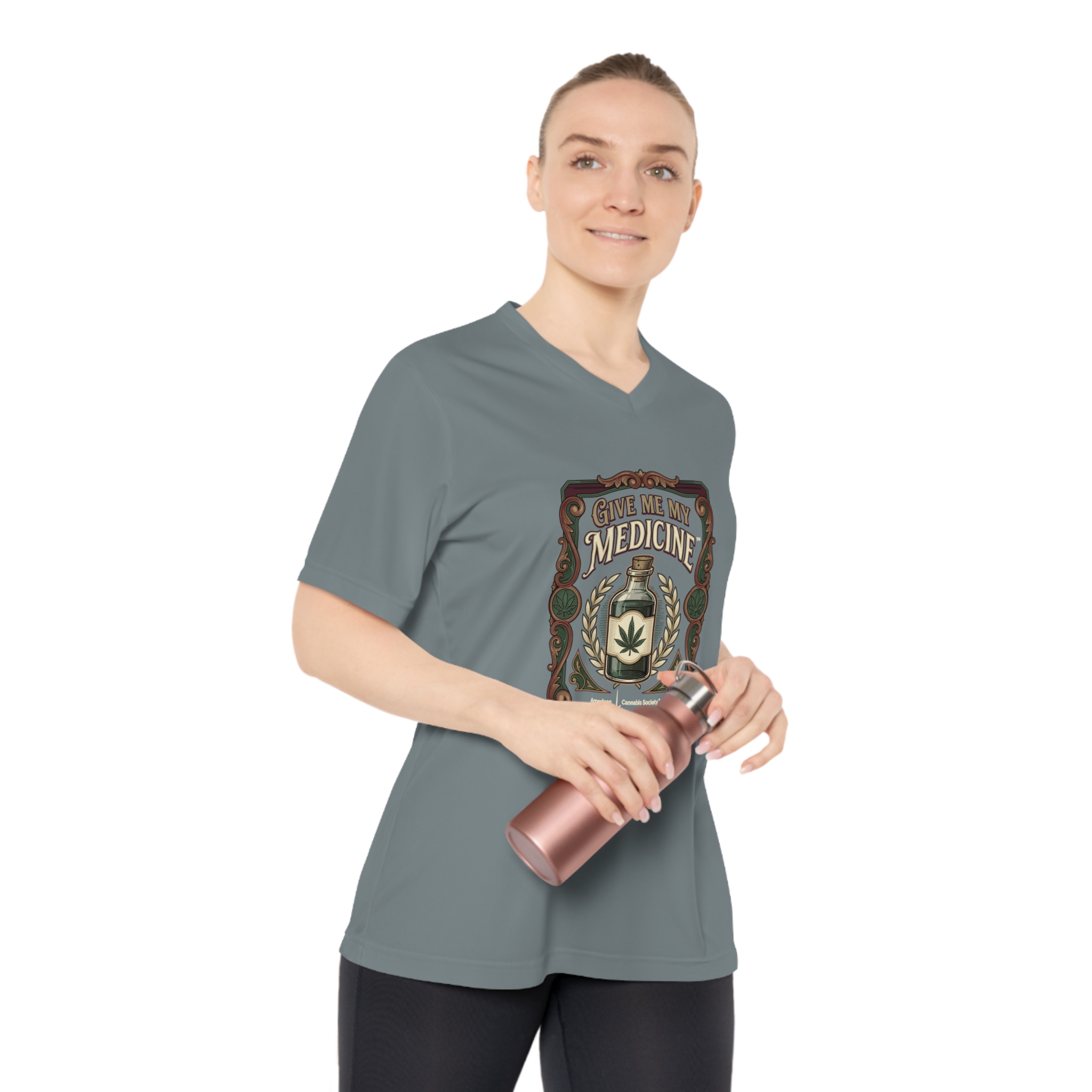 Give Me My Medicine Women's Performance V-Neck – Sport Graphite – view 4