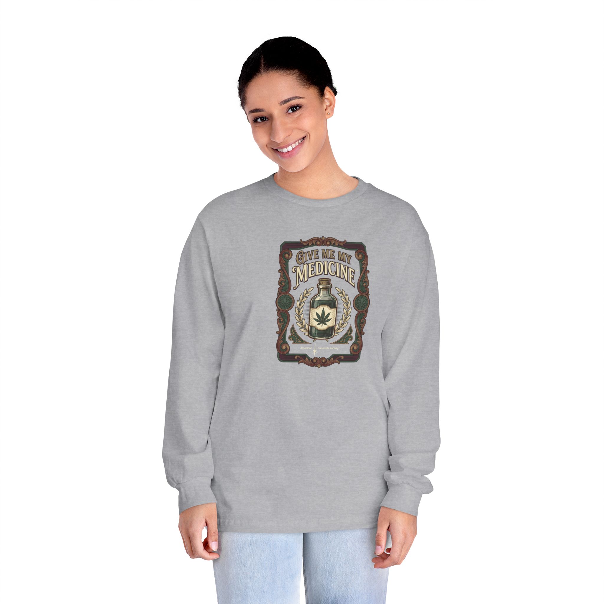 Give Me My Medicine™ Unisex Classic Long Sleeve Tee – Athletic Heather – view 4