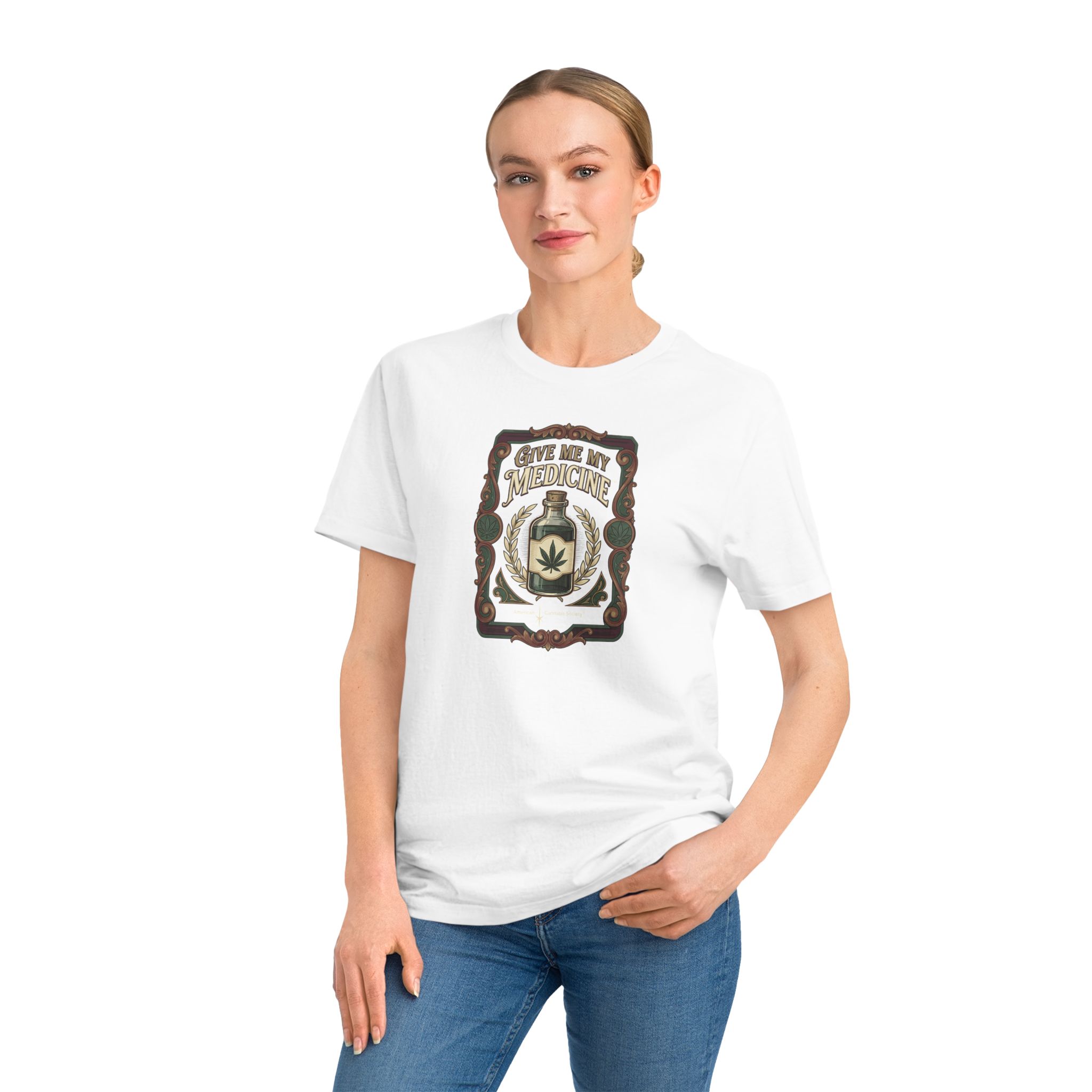 Give Me My Medicine™ Unisex Organic Cotton Tee – White – view 3
