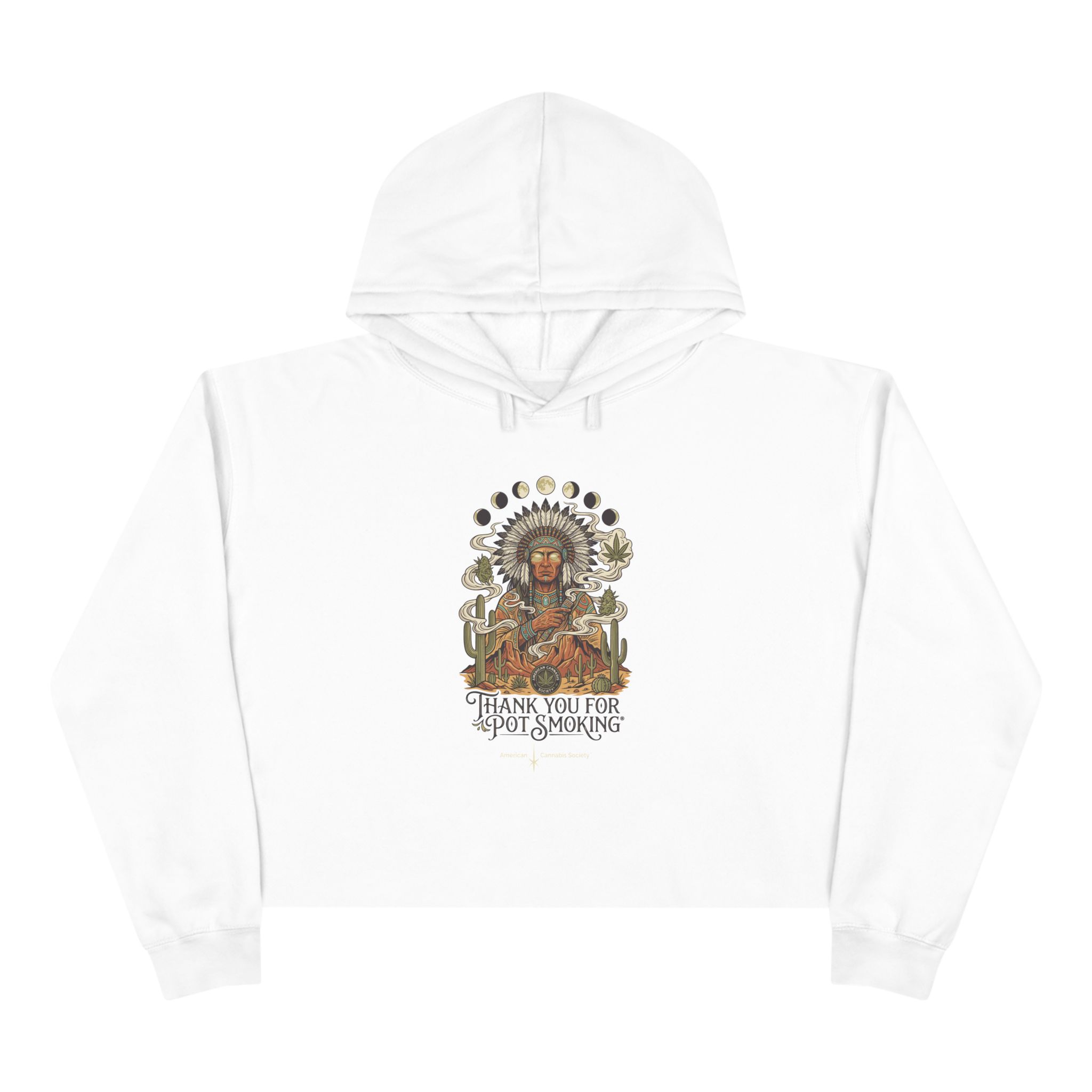 Thank You For Pot Smoking® Desert Chief Women's Crop Hoodie – Pale Pink – view 4