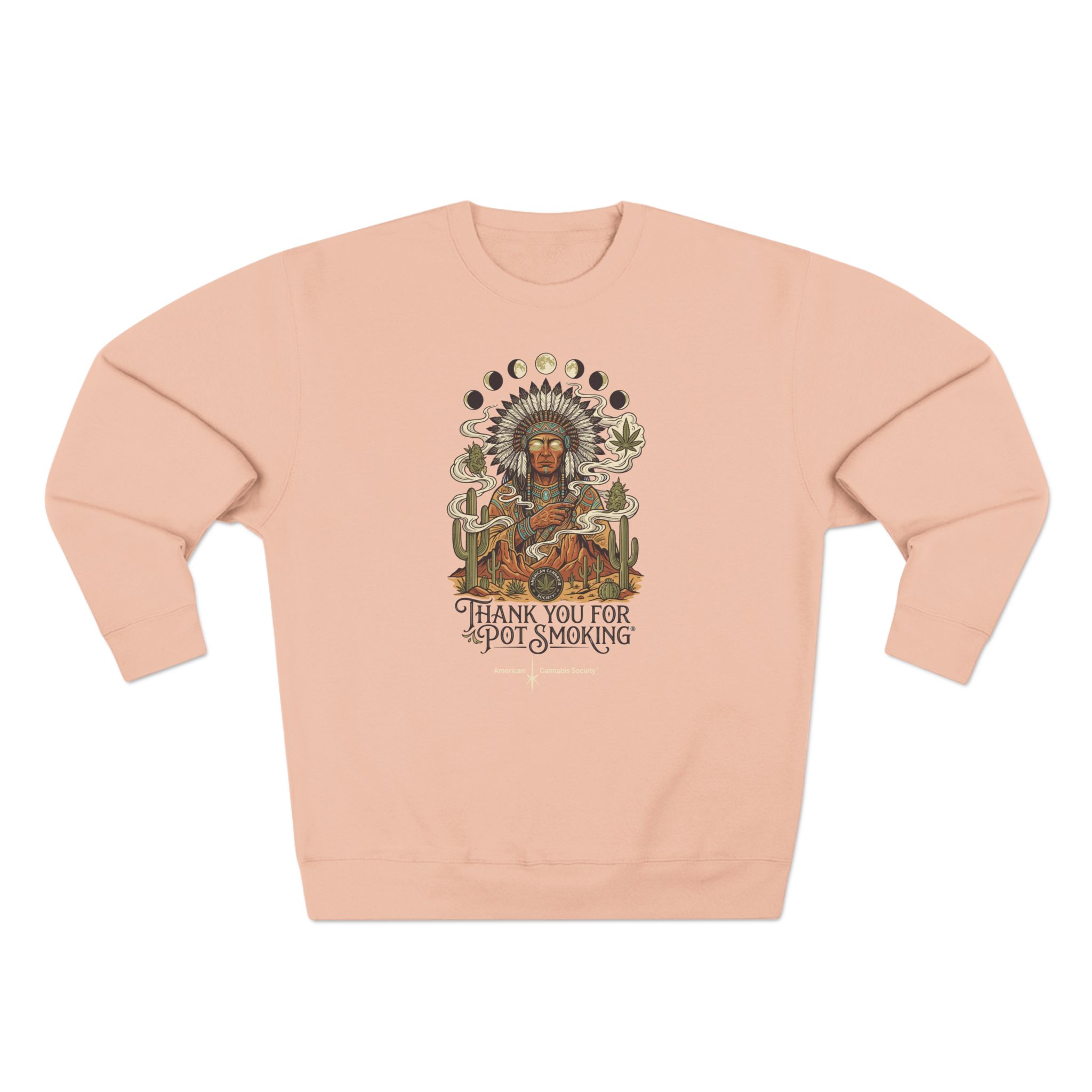 Thank You For Pot Smoking® Desert Chief Unisex Fleece Crewneck – Pale Pink