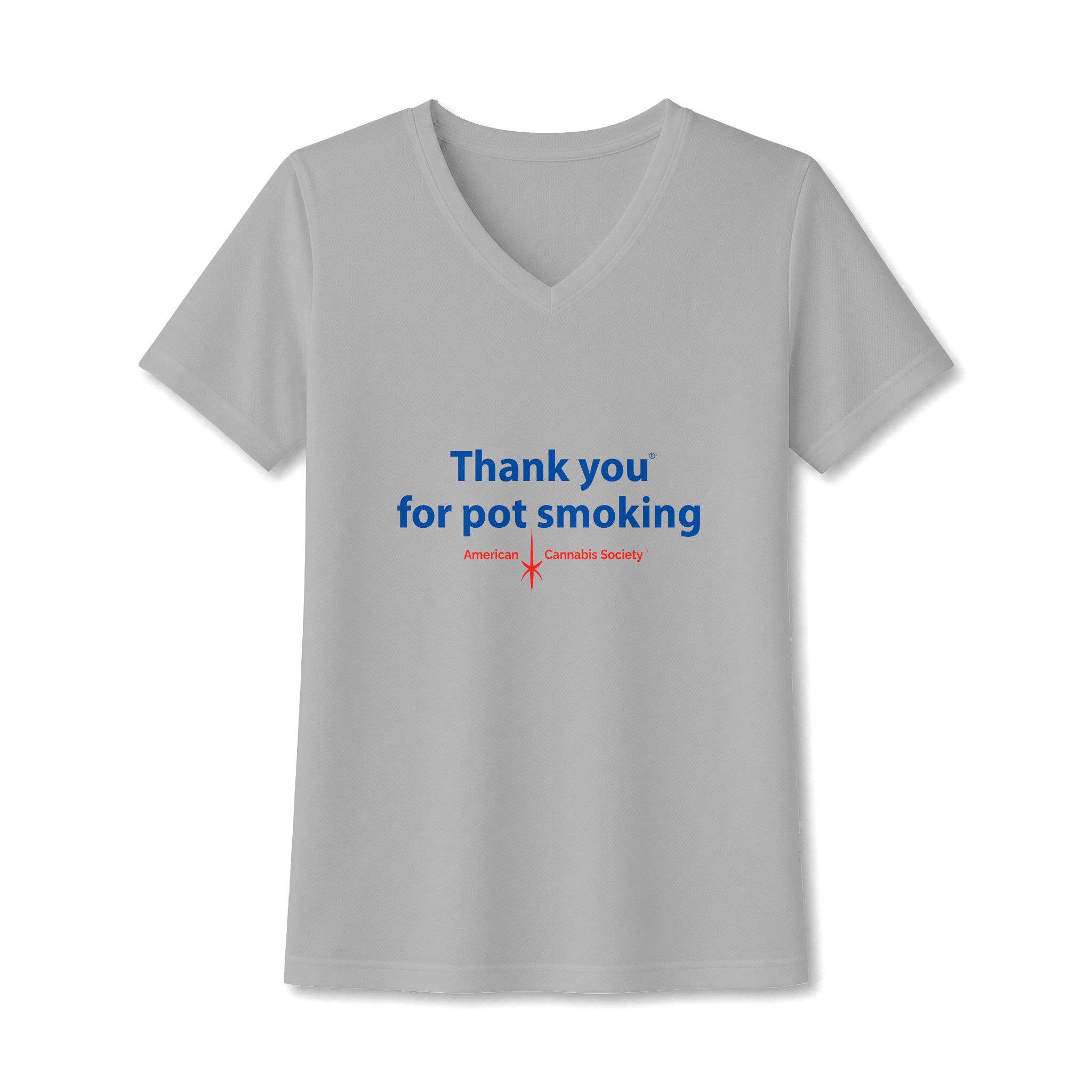 Thank You For Pot Smoking® Women's Mesh Performance V-Neck – Silver