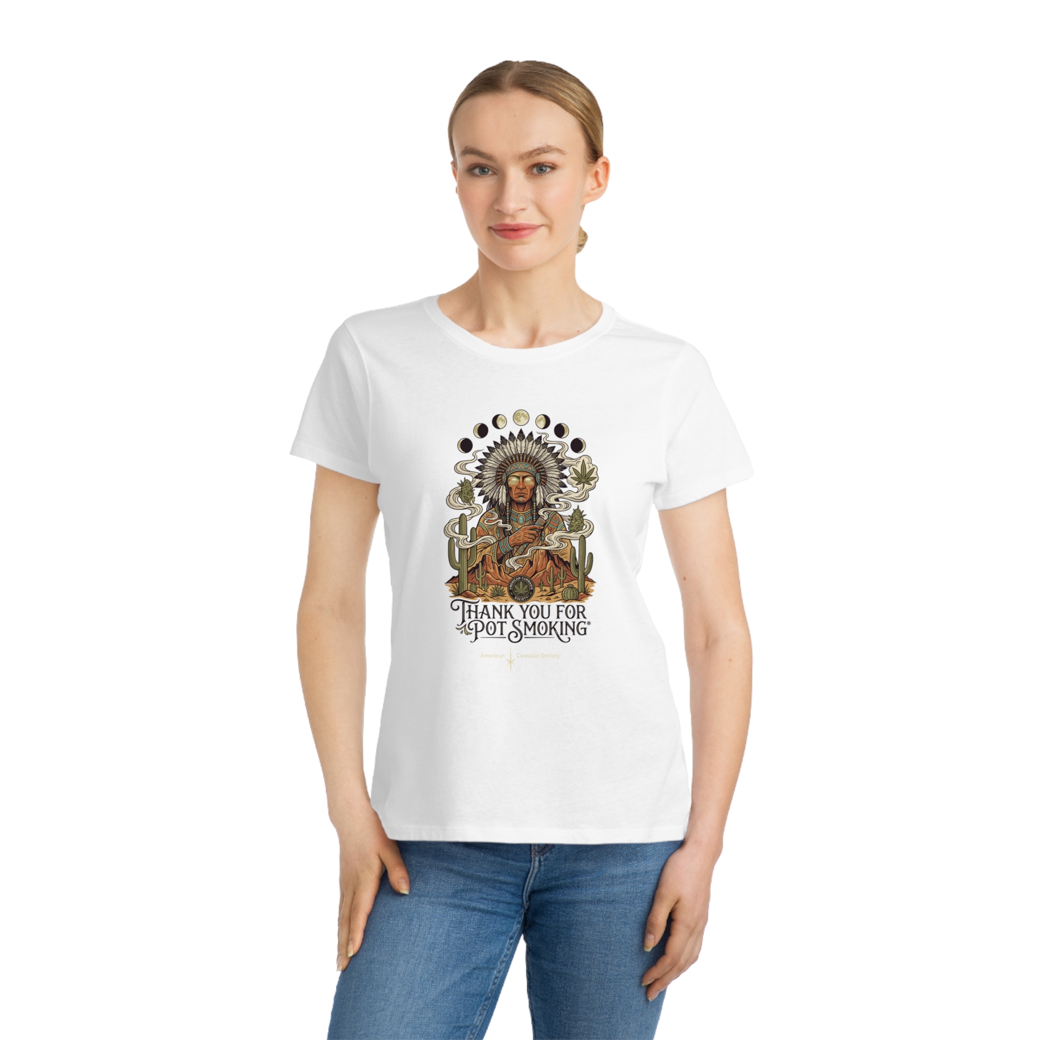Thank You For Pot Smoking® Women's Organic Classic Tee – White – view 3