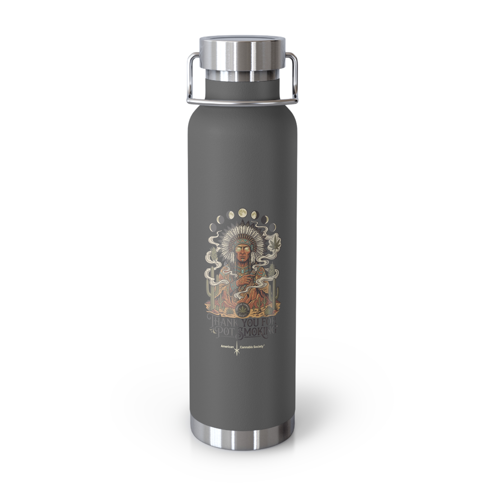 Thank You For Pot Smoking® Desert Chief Copper Insulated Bottle, 22oz – Grey