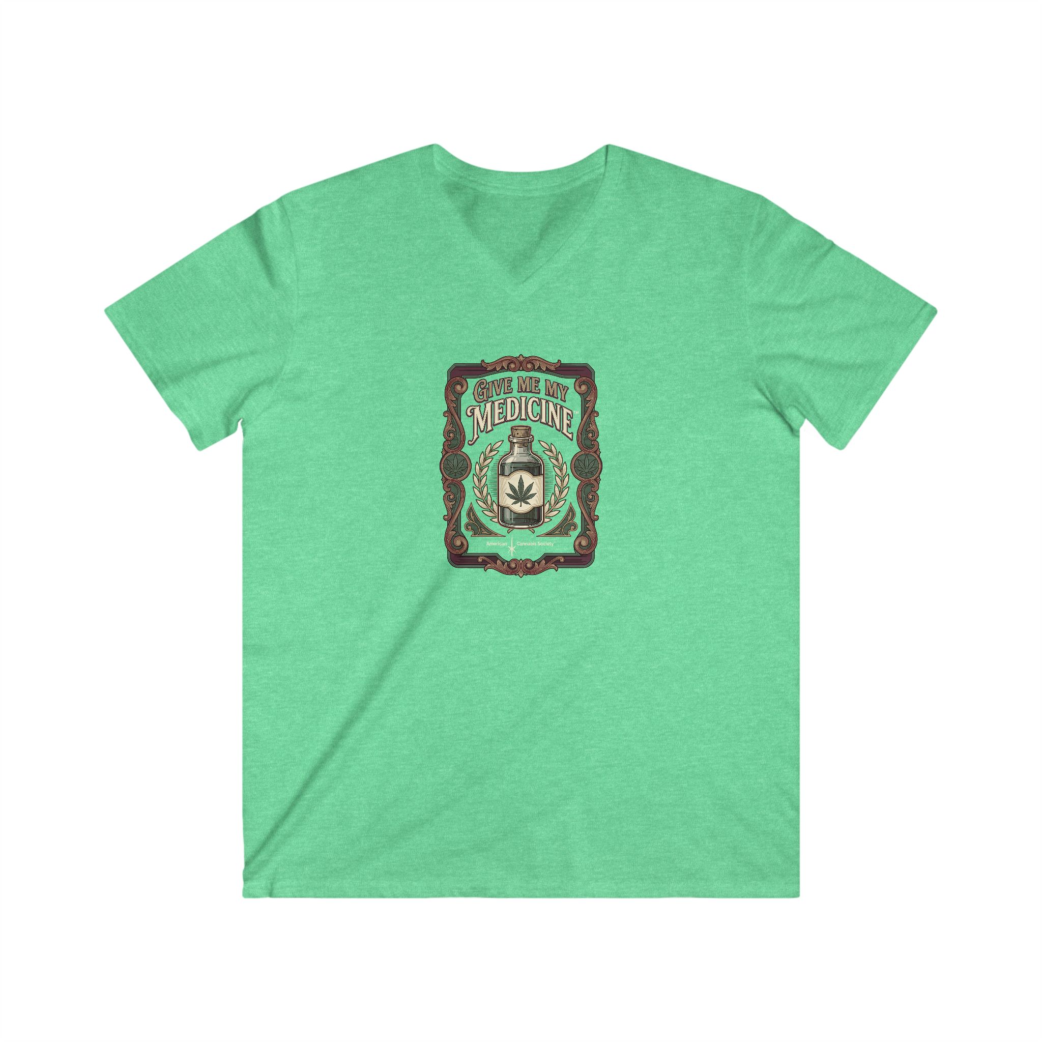 Give Me My Medicine™ Men's Fitted V-Neck Tee – Heather Irish Green