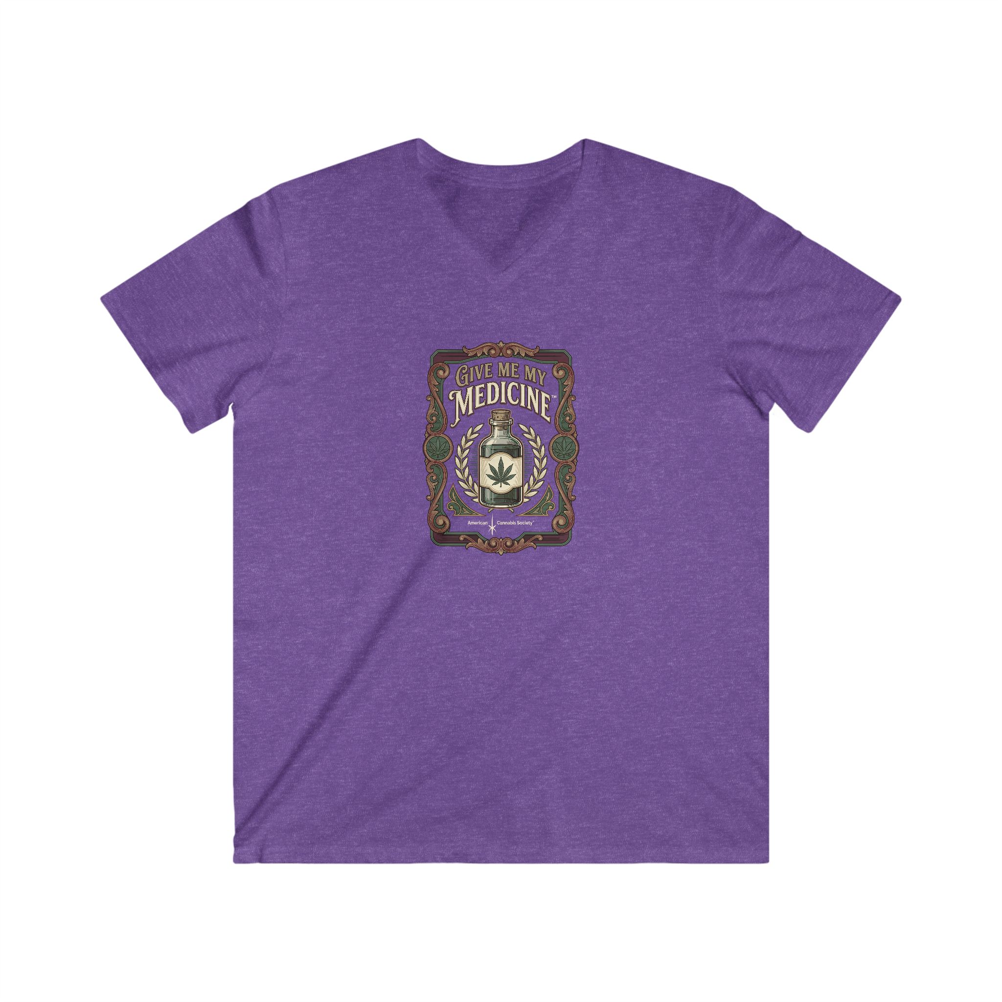 Give Me My Medicine™ Men's Fitted V-Neck Tee – Heather Purple