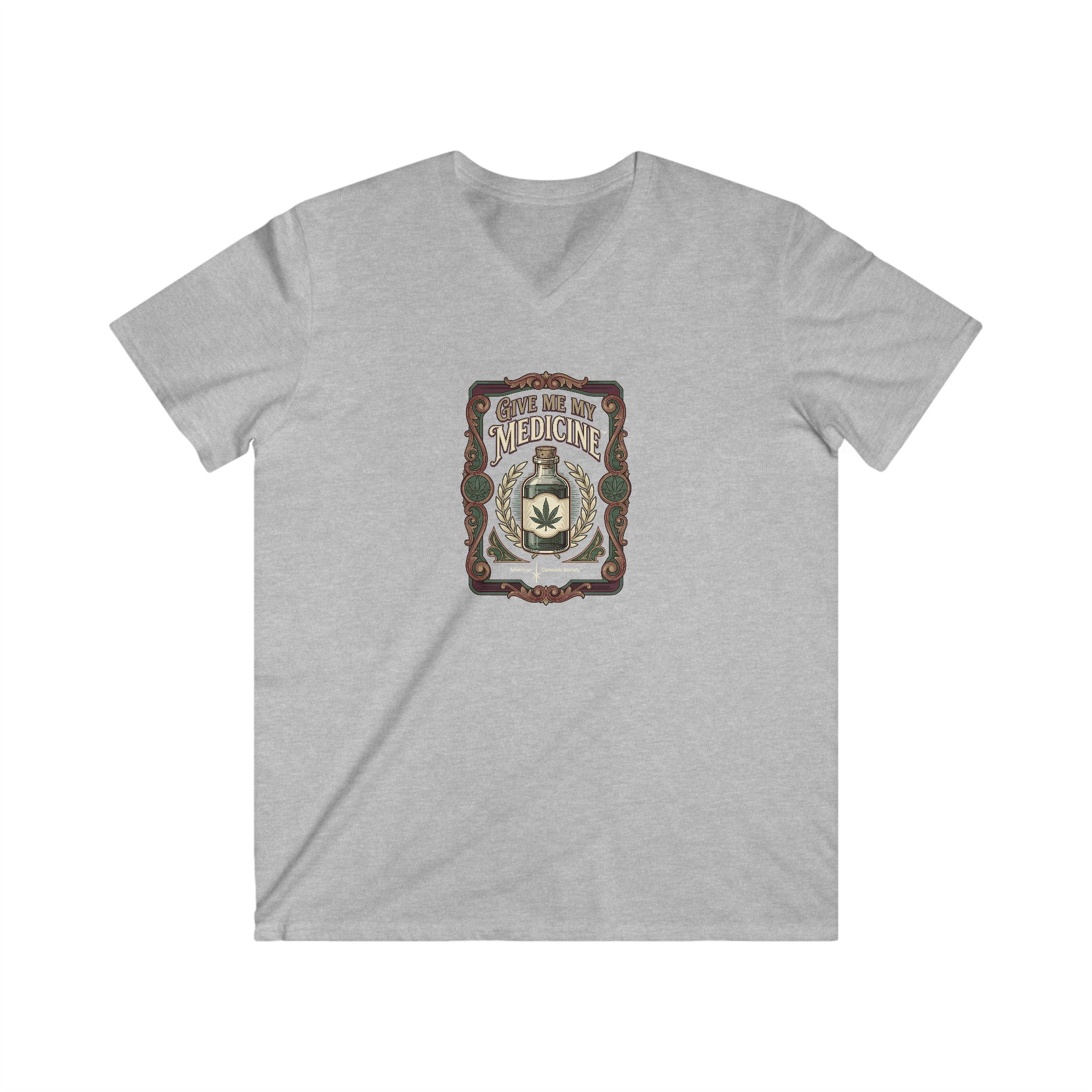 Give Me My Medicine™ Men's Fitted V-Neck Tee – Sport Grey