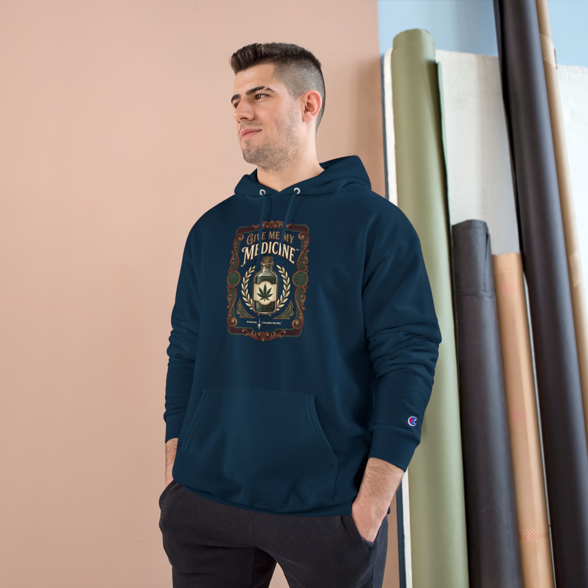 Give Me My Medicine™ Heavyweight Pullover Hoodie – Navy, view 3
