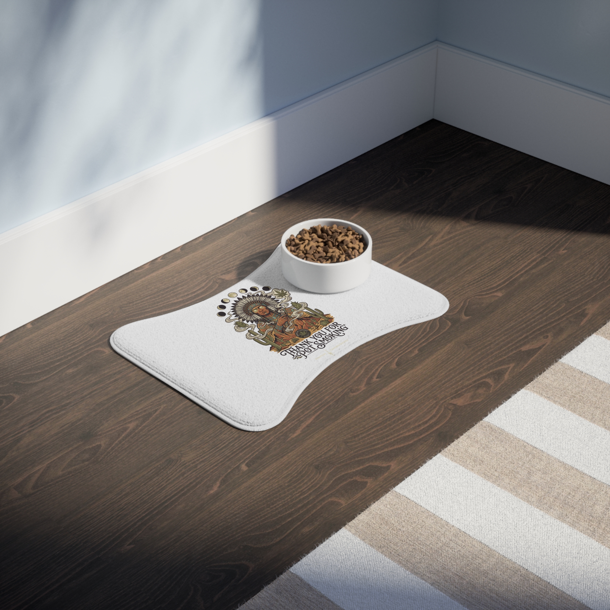 Thank You For Pot Smoking® Anti-Slip Pet Feeding Mat – White – view 3