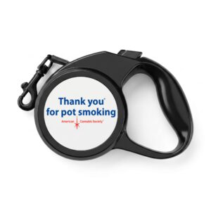 Thank You For Pot Smoking® Retractable Leash – 5 meters (16.4 feet), Black
