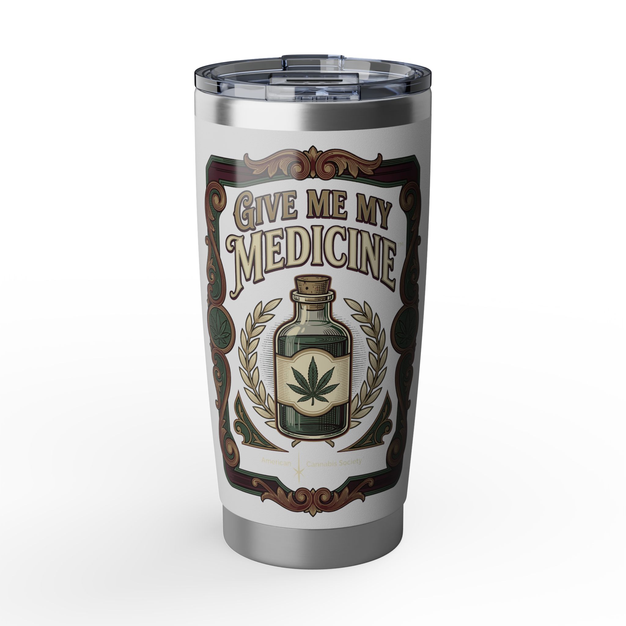 Give Me My Medicine™ 20oz Tumbler with Sliding Lid – White