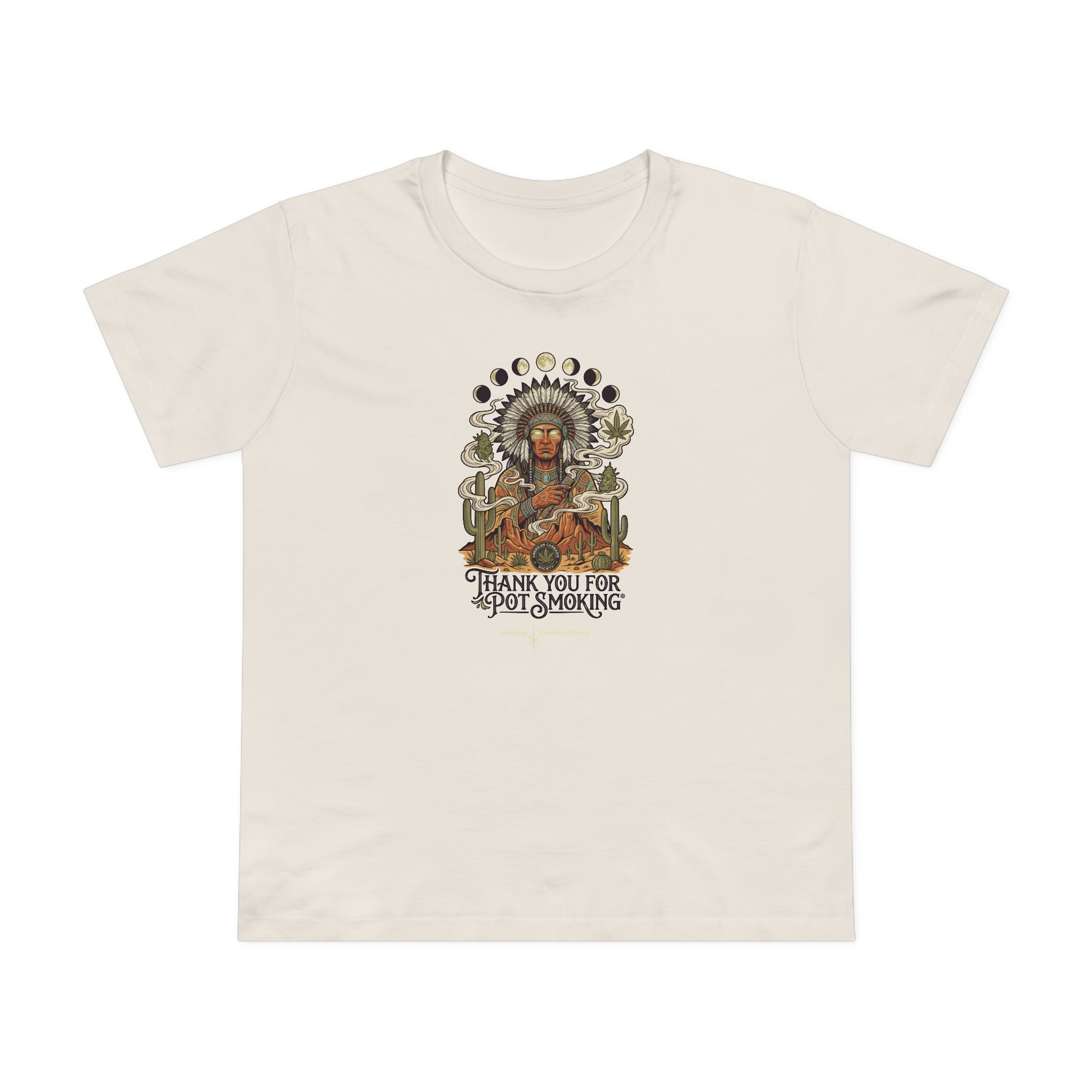 Thank You For Pot Smoking® Desert Chief Women's Ring-Spun Crew Tee – Natural